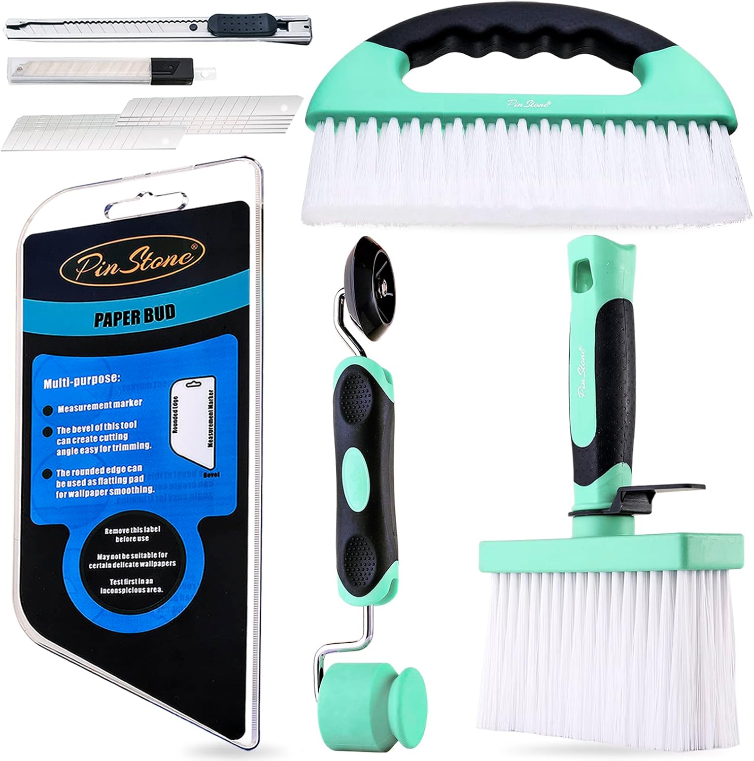 15pcs Wallpaper Tools Kit, Flat & Corner Seam Roller, Multiuse Smoothing Squeegee, Wallpaper Adhesive Paste Glue Brush, Wall Paper Kit for Peel and Stick Contact Paper Vinyl Window Film