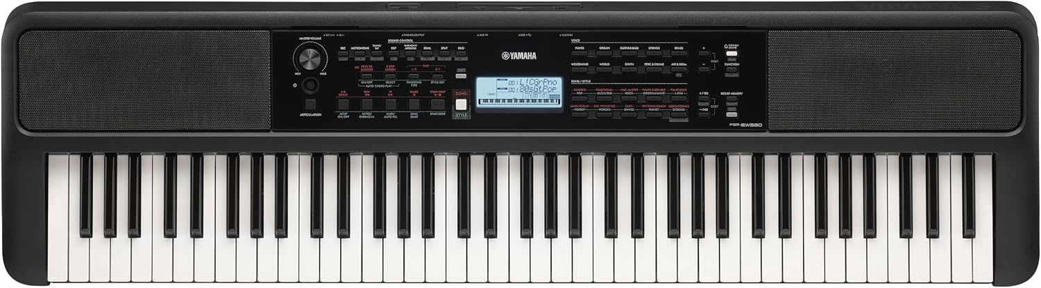 Yamaha PSR-EW320 76 Touch Sensitive Key Portable Keyboard for Beginners with Music Rest, Power Adapter