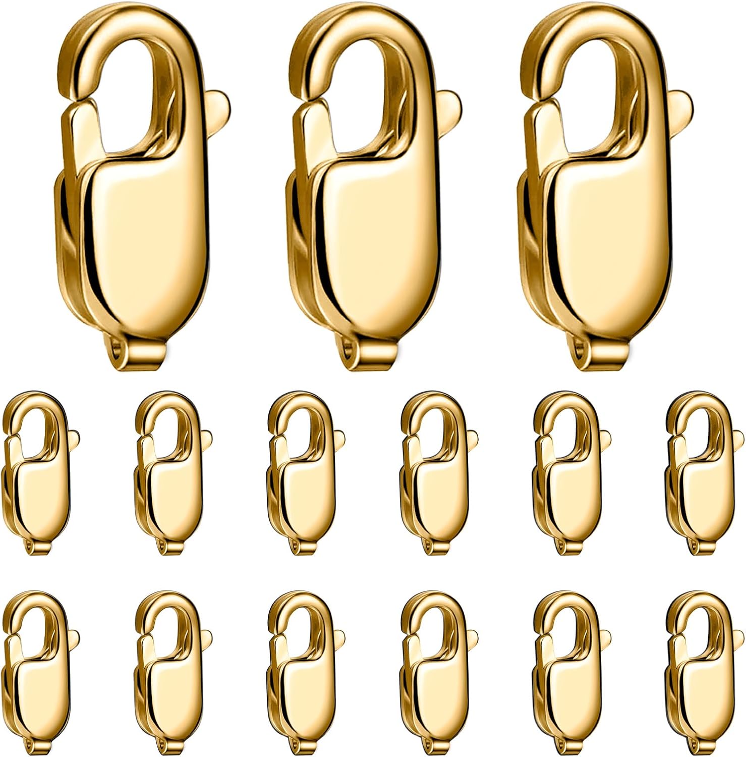 15PCS 16MM Gold Lobster Clasp Stainless Steel Clasp Bulk for Jewelry Making