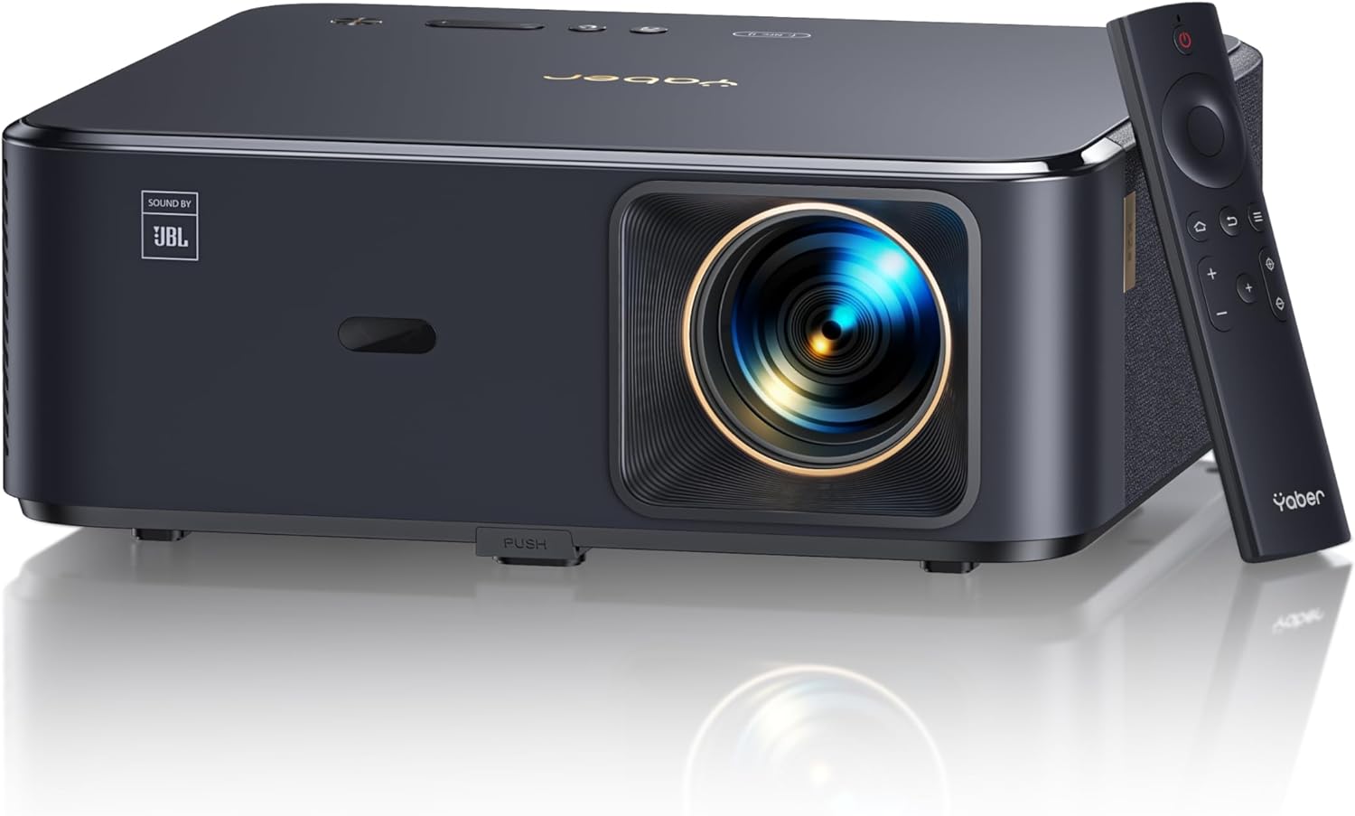 Smart Projector 4K with Google TV, Sound by JBL/Dolby Audio, Auto Focus & Auto Keystone, YABER K2s WiFi 6 Two-Way Bluetooth Full HD 1080P Outdoor/Home Projector for Bedroom, Black