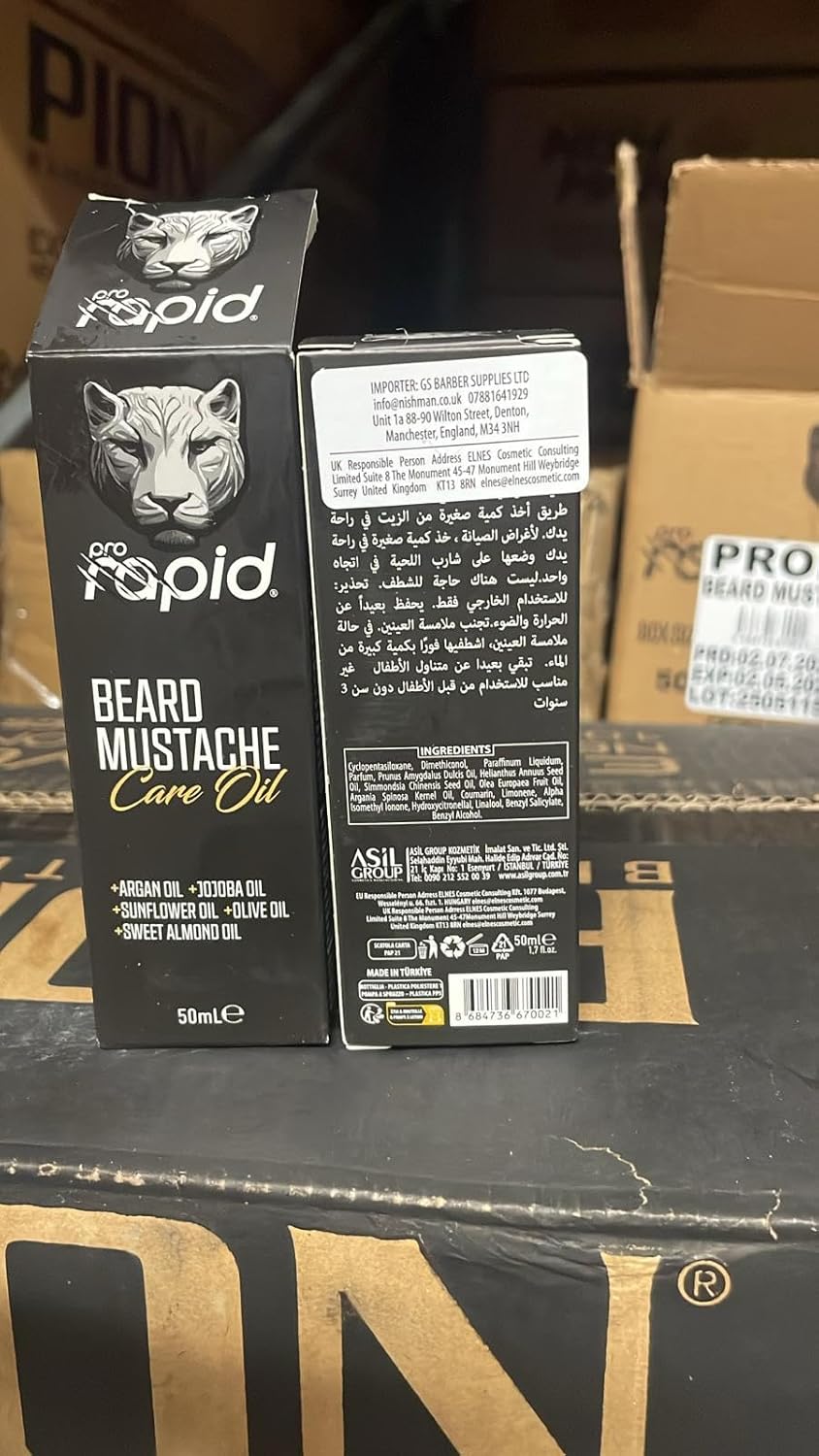 Pro Rapid Beard & Mustache Care Oil 50ml – Nourishing Beard Oil with Argan, Jojoba & Almond Oils – Softens & Conditions Facial Hair