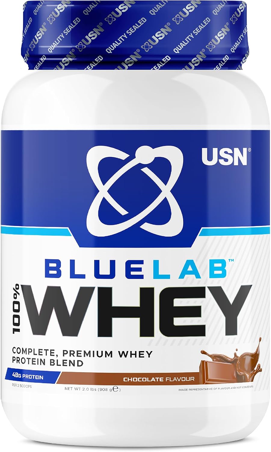 USN BlueLab Whey Protein Powder I Chocolate I 908g - 26 Servings