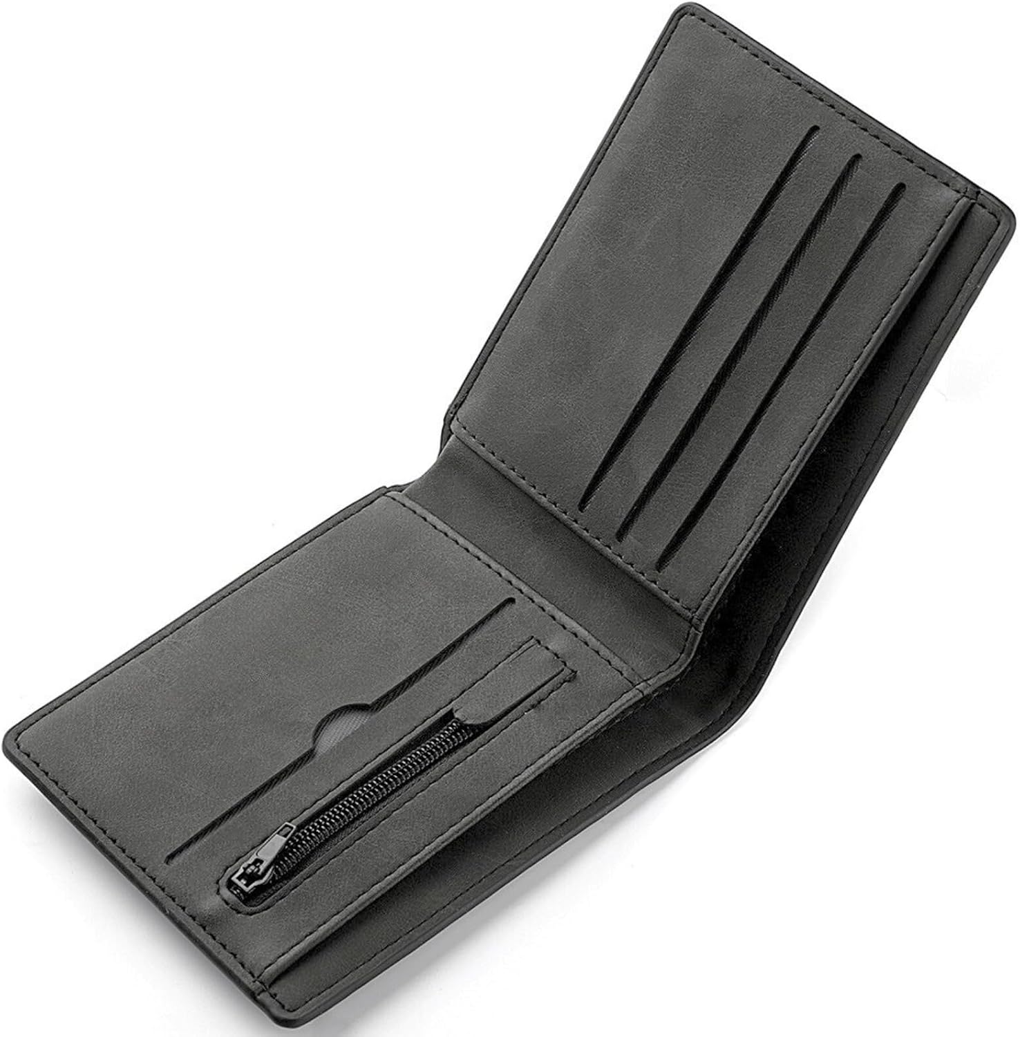 KEYRI 1 PCS Leather Wallets Mens Slim Wallet with Card Holder Banknote Compartments and Coin Pocket Black Wallets for Work Business or Travel Minimalist Purses for Men UK (Black)