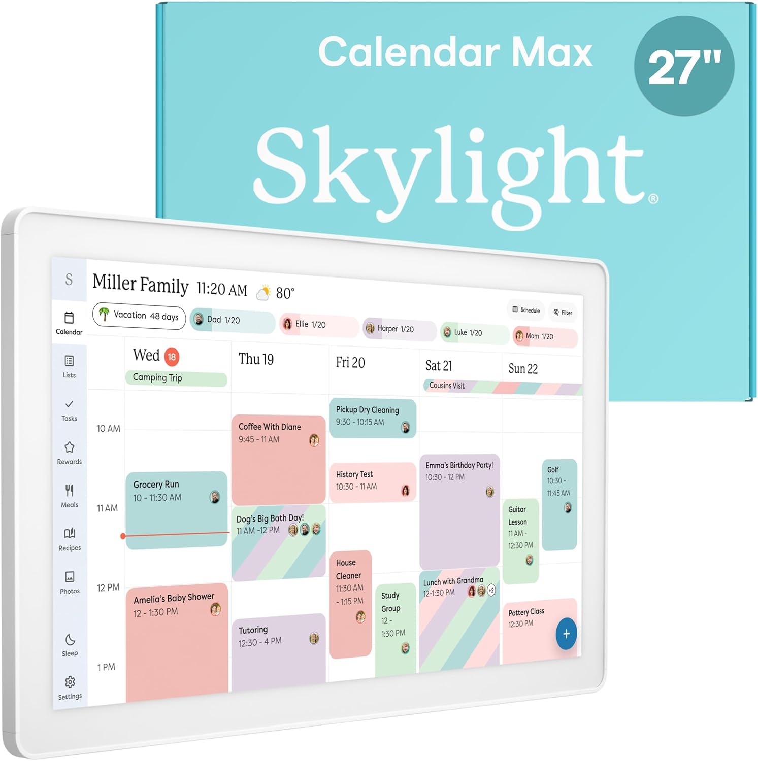 Skylight Calendar Max – 27" Digital Calendar & Chore Chart, Classic White