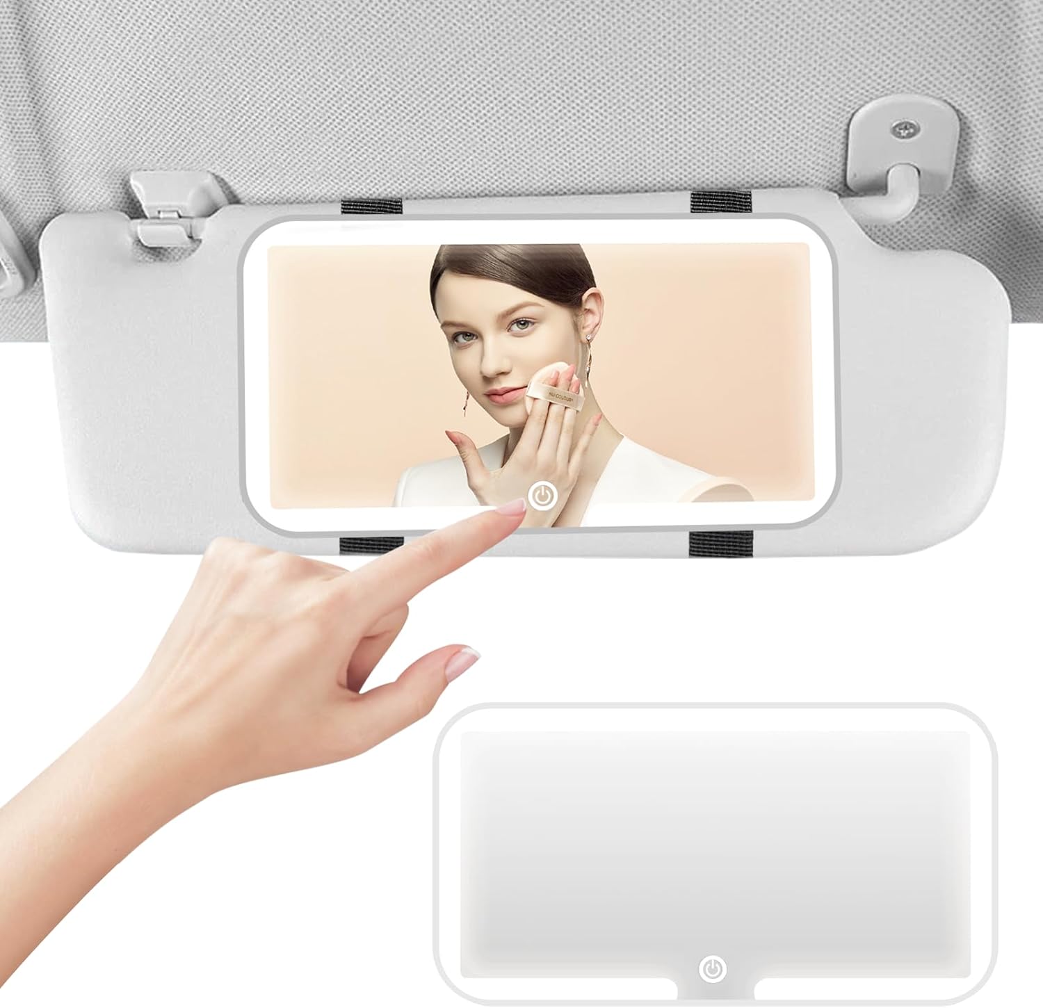 Led Car Vanity Mirror with Lights - 3 Color Temperature Sun Visor Vanity Mirror, Touch Control Rechargeable Rear View Mirror, Car Interior Accessories for Women, White