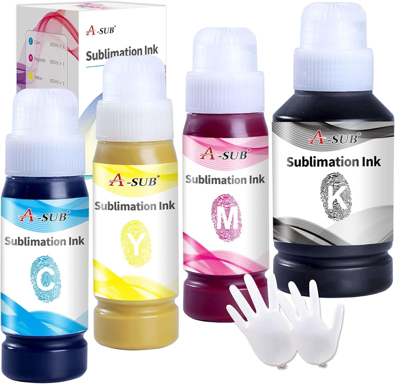 A-SUB Sublimation Ink Refilled Bottles for ET-2800 ET-2803 ET-2850 ET-2400 ET-2720 ET-2760 ET-4800 ET-4700 ET-4760 ET-15000 Heat Transfer on Mug, Tumbler, T-Shirt