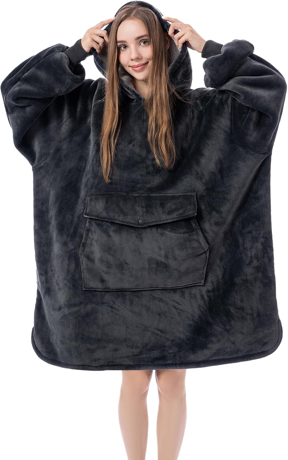 Krifey Wearable Blanket Hoodie, Oversized Sherpa Hooded as Birthday Gifts Christmas Gifts for Mom Women Girlfriend Men, Cozy Sweatshirt with Giant Pocket