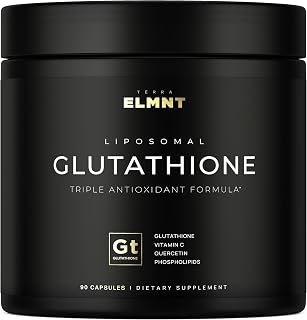 ELMNT 2150mg Super Antioxidant Liposomal Glutathione Supplement w. Vitamin C, Quercetin & Reduced L Glutathione 1000mg - Proven Complex for Best Absorption, Detox, Skin Glow + Immune - 90 Pills