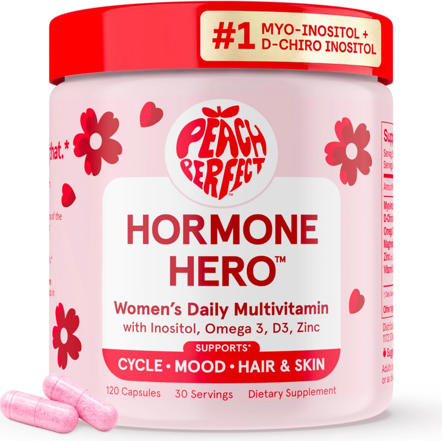 Peach Perfect Myo-Inositol & D-Chiro Inositol Supplement for Women, 40:1