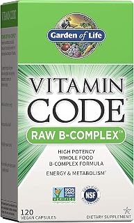 Garden of Life Vitamin B Complex - Vitamin Code Raw B Complex - 120 Vegan Capsules, High Potency B Complex Vitamins for Energy & Metabolism with B6, Folate & B12 as Methylcobalamin plus Probiotics