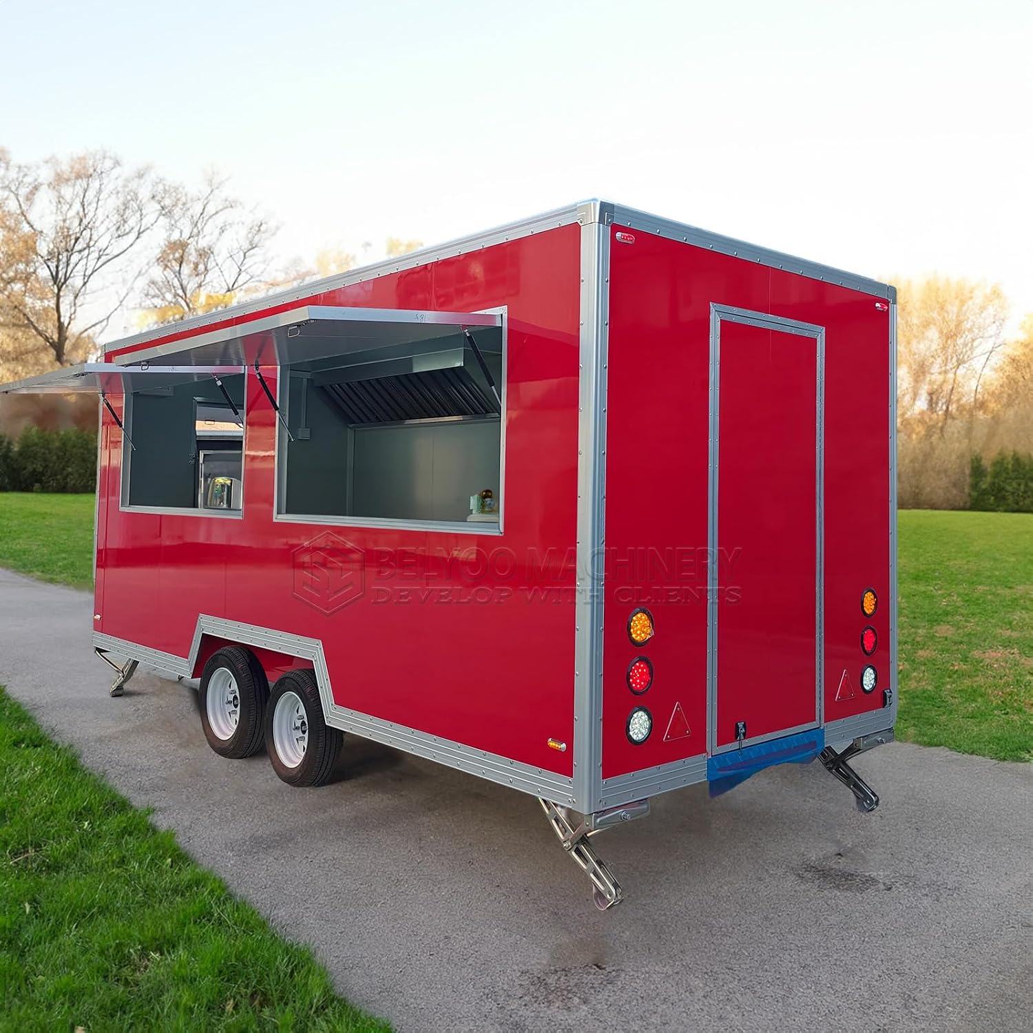 BELYOO 16.4FT Food Trailer Mobile Food Truck Trailer for Sale Fast Food Cart with Full Kitchen Equipment Concession Enclosed Food Trailers for Business
