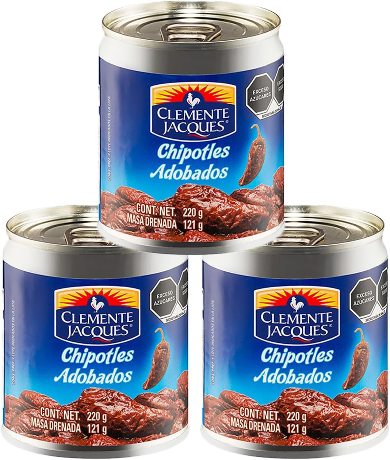 Clemente Jacques Chipotle Peppers in Adobo Sauce - Authentic Mexican Flavor - Chipotle Chillies Perfect for Salsas and Sauces - Bundle with Tajin Seasoning 10g - 3 Pack, Plus Cheeroo Magnet
