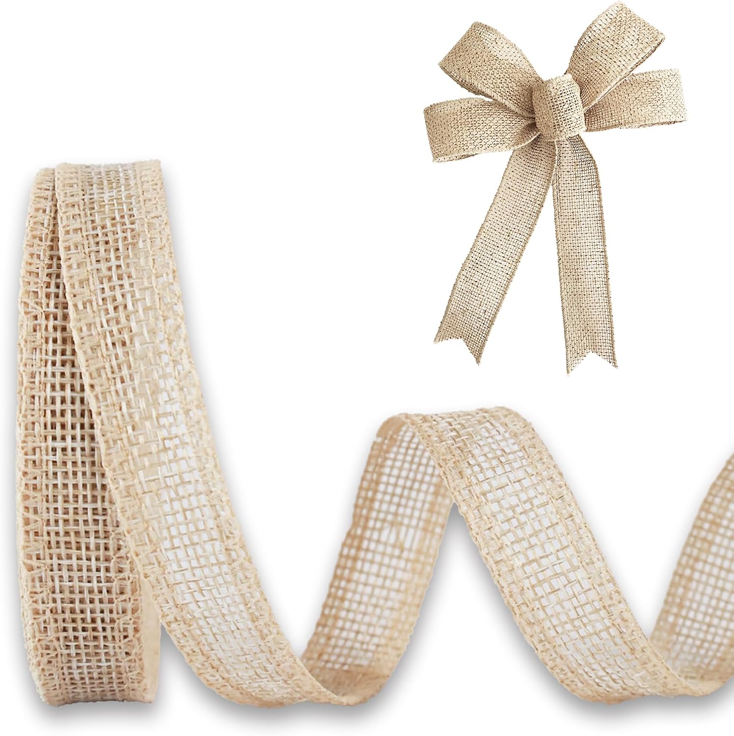 Burlap Ribbon 1/2 inch X 10 Yard Natural Linen Woven Ribbon DIY Handmade Edging Production Wreath Holiday Decoration Gift Ribbon for Gift Wrapping Jute Linen Ribbons