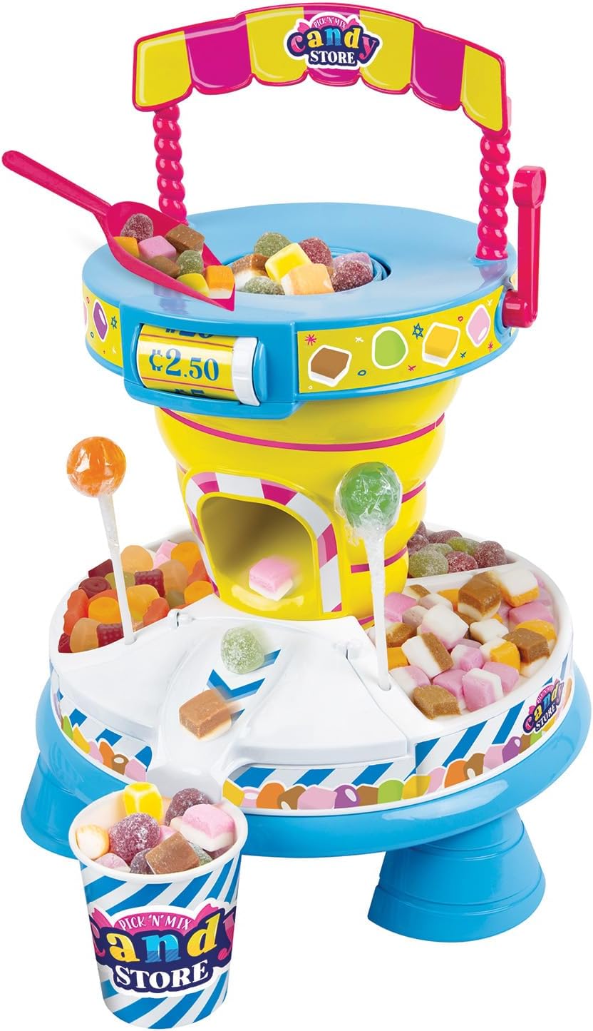 Casdon Pick Age 3+ & Mix Candy Store | Interactive Sweet Shop Set For Children 3+ | Rotating Price Wheel, Play Money & Real Sweets Included!