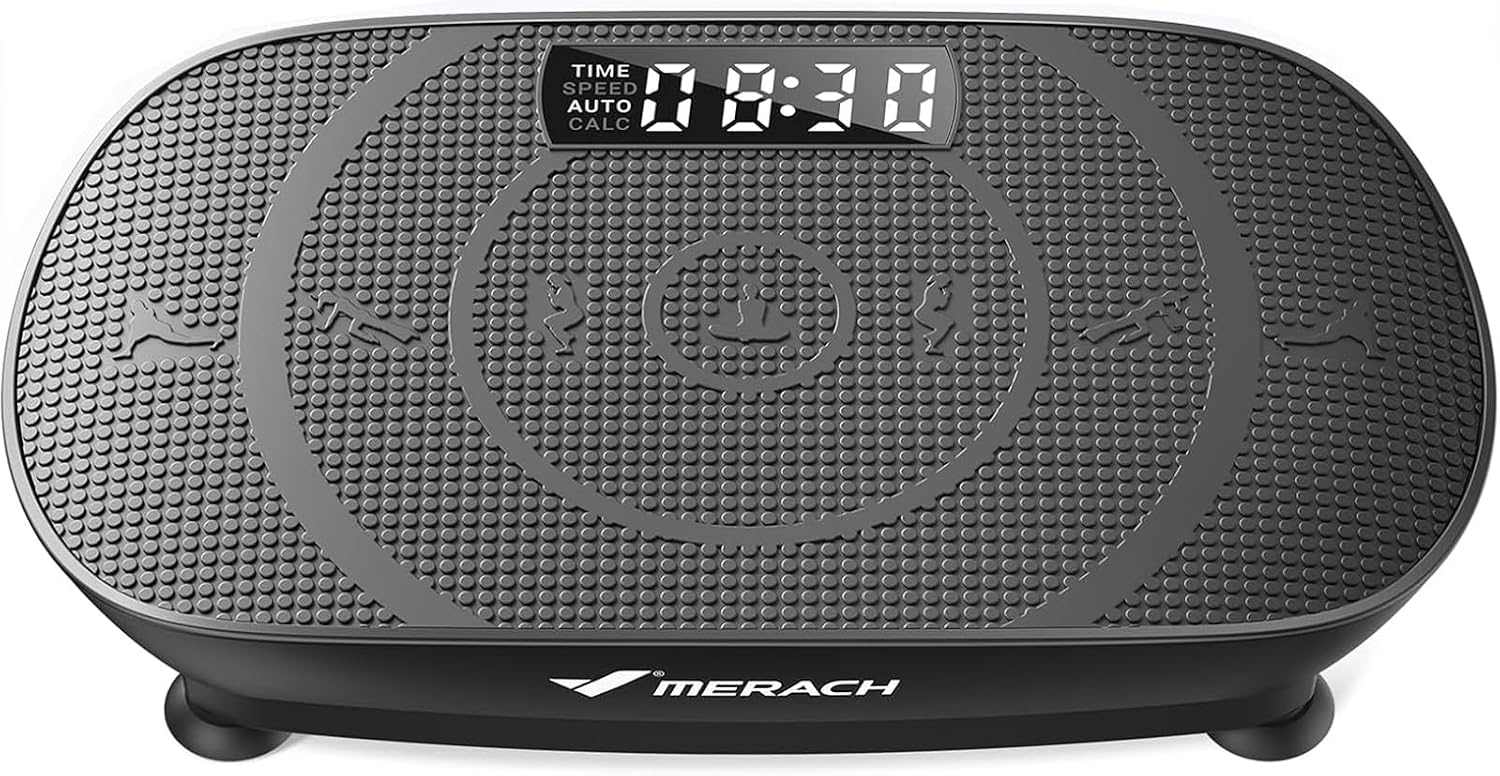 MERACH Vibration Plate, Whole Body Workout Powerful Quiet Vibration Plate Exercise Machine for Weight Loss and Shaping, Auto or Manual Speed Control, Built-in Bluetooth Speaker