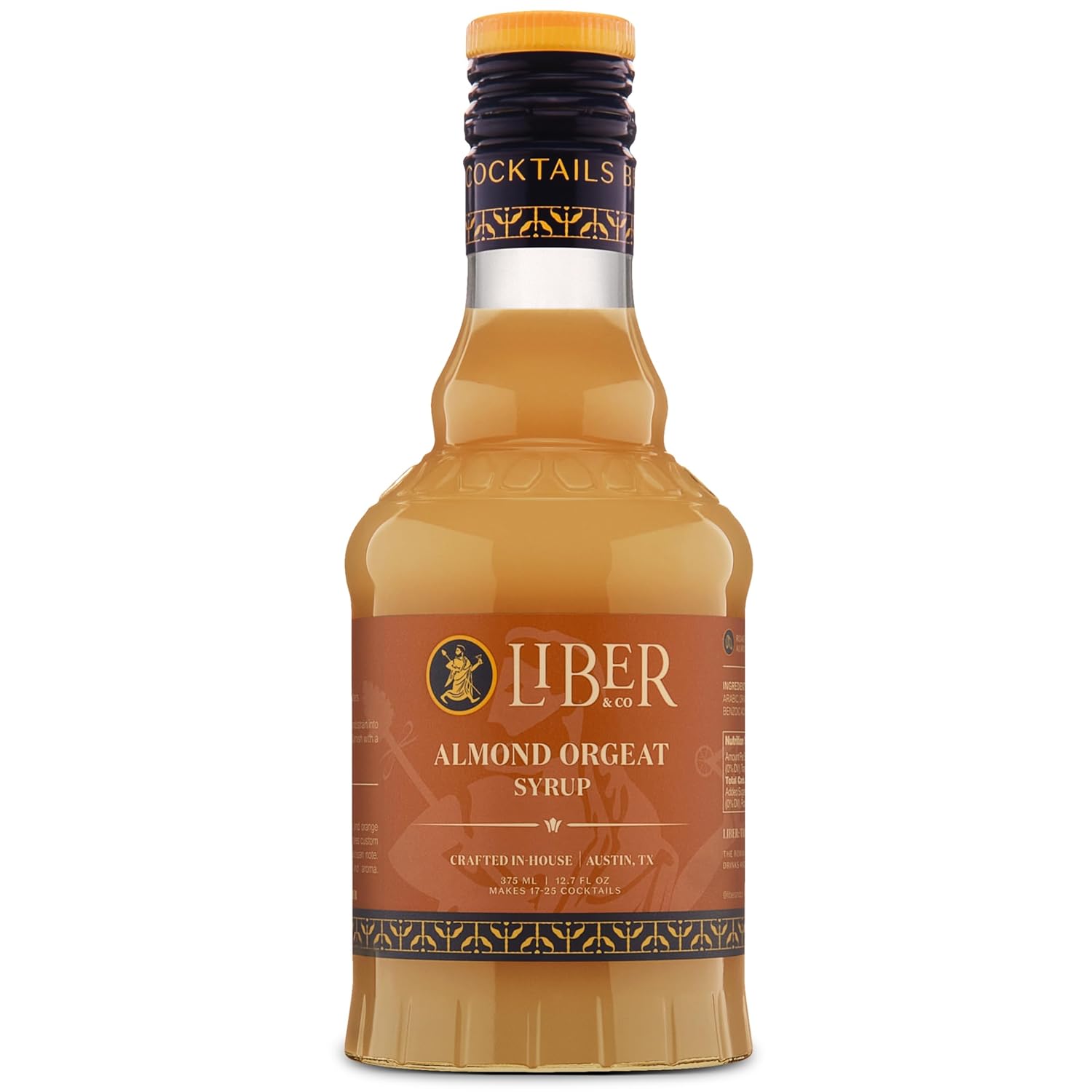 Liber & Co. Almond Orgeat Syrup - Made with California Almonds & Orange Blossom Water - Makes 25 Drinks - Essential for Authentic Mai Tais, Tiki Drinks, and Coffee (12.7 oz)