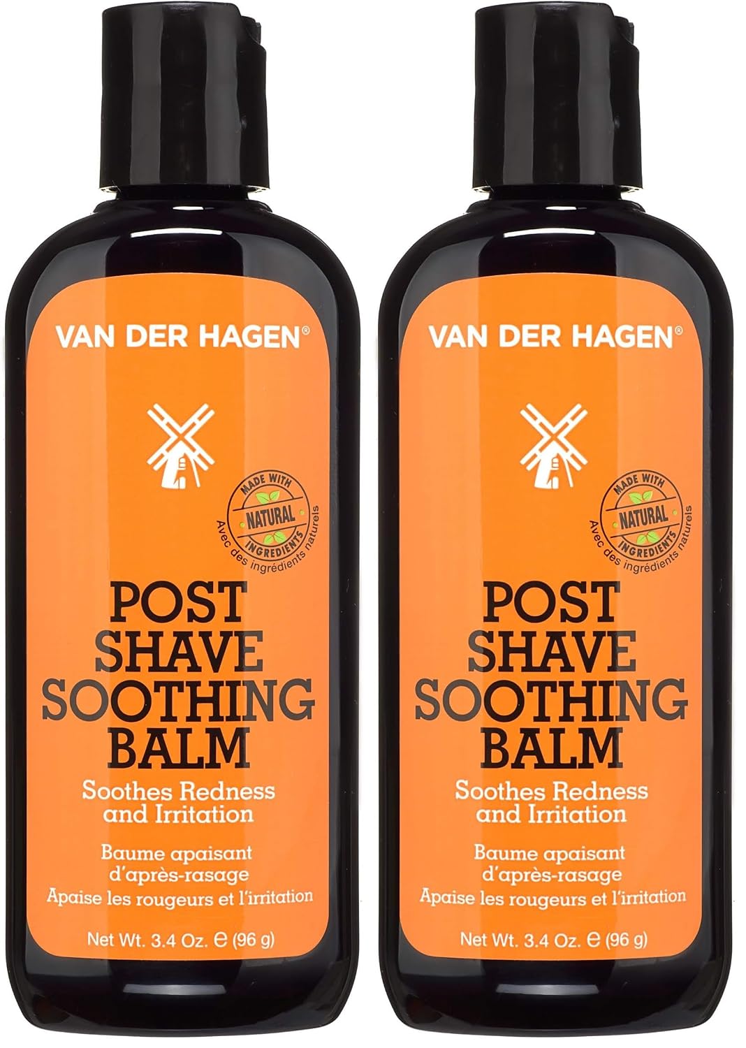 Van Der Hagen Post Shave Soothing Balm - Natural Ingredients for Soothing and Moisturizing Post Shave Finish, Unscented, 3.4 oz (Pack of 2)