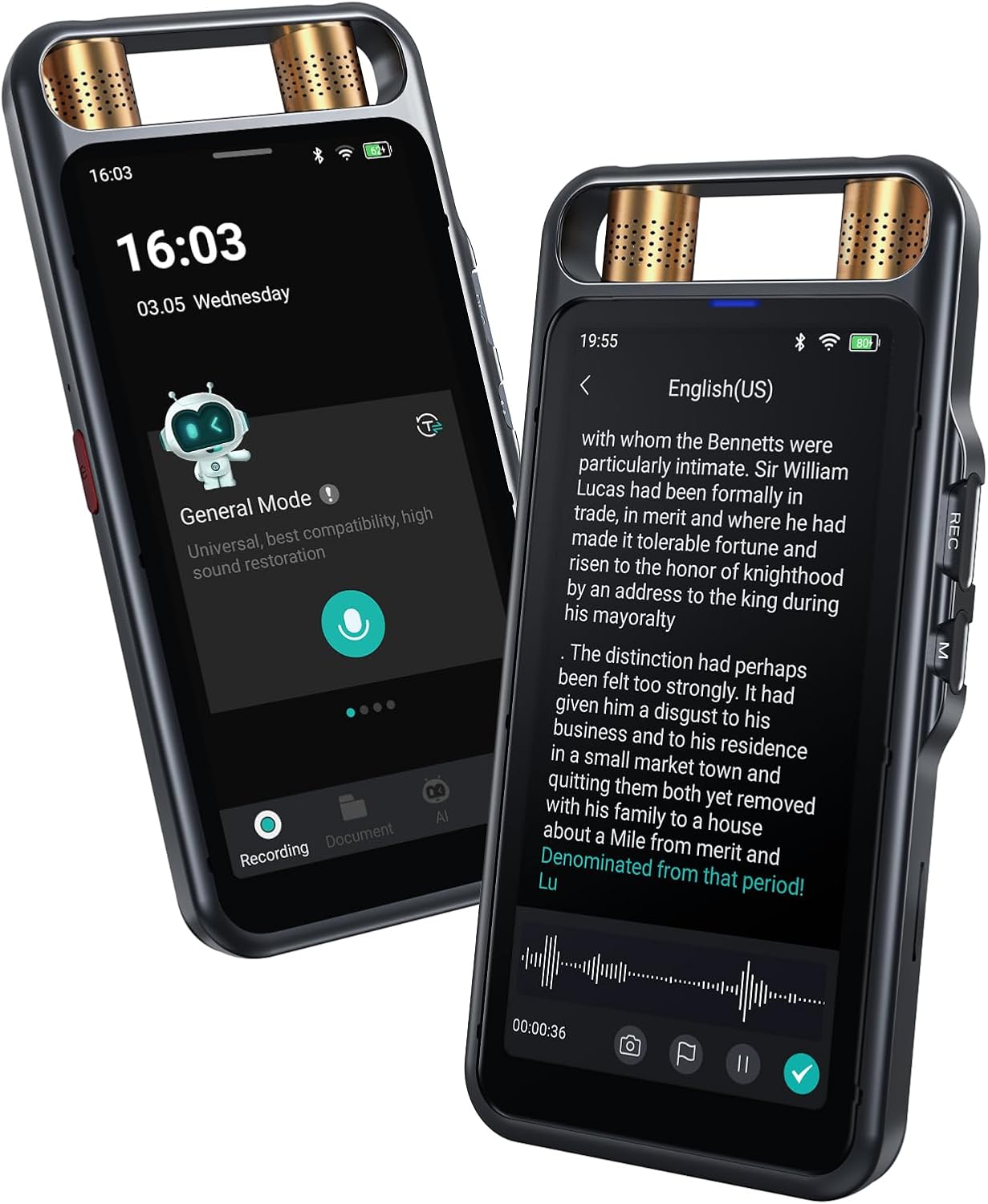 AI Voice Recorder with Playback, Digital Voice Recorder with Transcription to Text, Summary, Translation, Full Touchscreen Recorder Device for Meetings, Lectures, Interviews with 64GB Card
