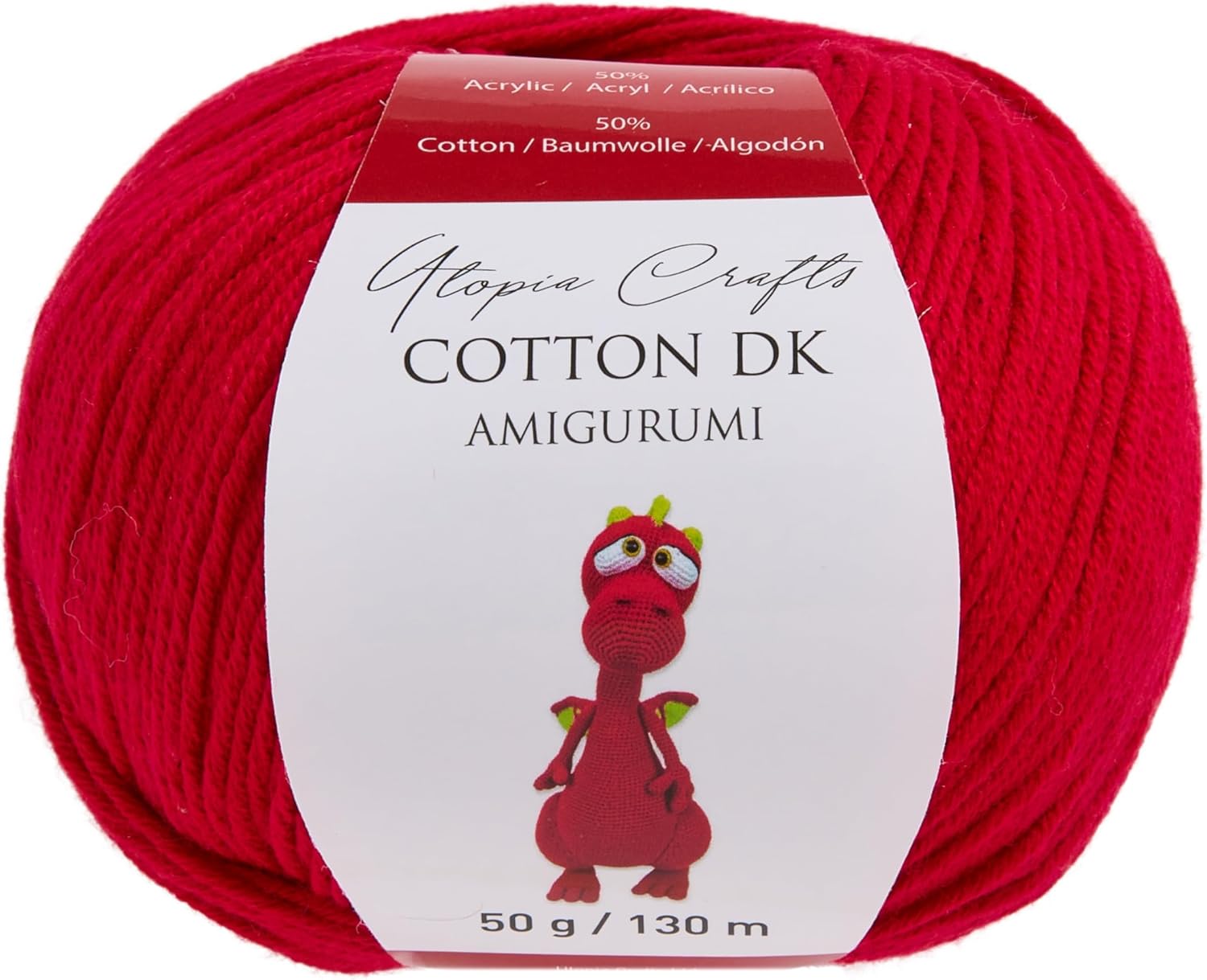 Utopia Crafts Amigurumi Cotton DK Yarn for Crochet and Knitting 50% Cotton, 50% Acrylic Blended, 50g (1, Red)