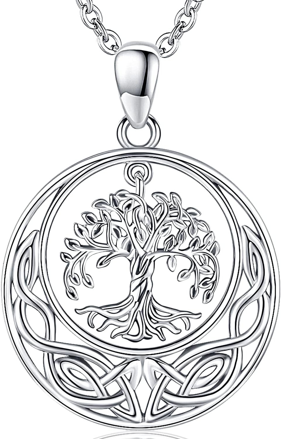Aniu Tree of Life Necklace for Women, 925 Sterling Silver Mother of Pearl Family Palm Tree Charm Pendant Jewelry for Birthday Christmas Gift