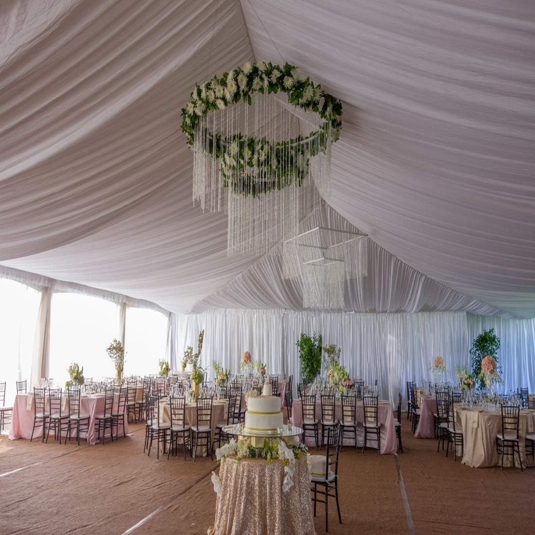 AK TRADING CO. Sheer Voile Chiffon IFR Fabric - 120" x 120 Yards Roll - Flame Retardant - Ideal for Draping, Elegant Events, Tent Draping - Perfect for Weddings and Parties - White