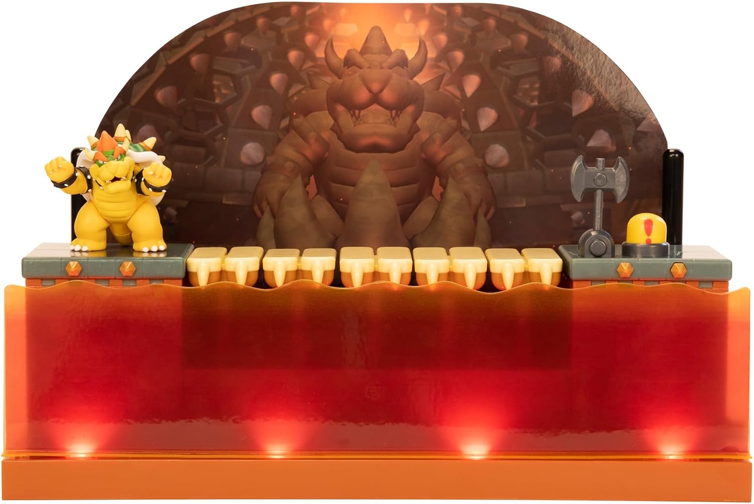 Nintendo Super Mario Deluxe Bowser Battle Playset with Lights and Sounds, 2.5" / 6 cm Bowser Action Figure Included for Super Mario Fans Aged 3+