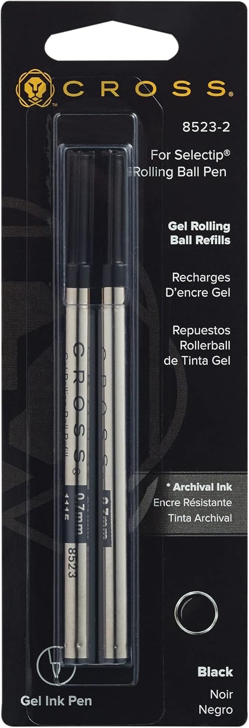 Cross 8523-2 Original Refill for Rollerball Gel Ink Cartridges, Compatible with a variety of Cross Rollerball Gel Pens, Black, (Pack of 2)