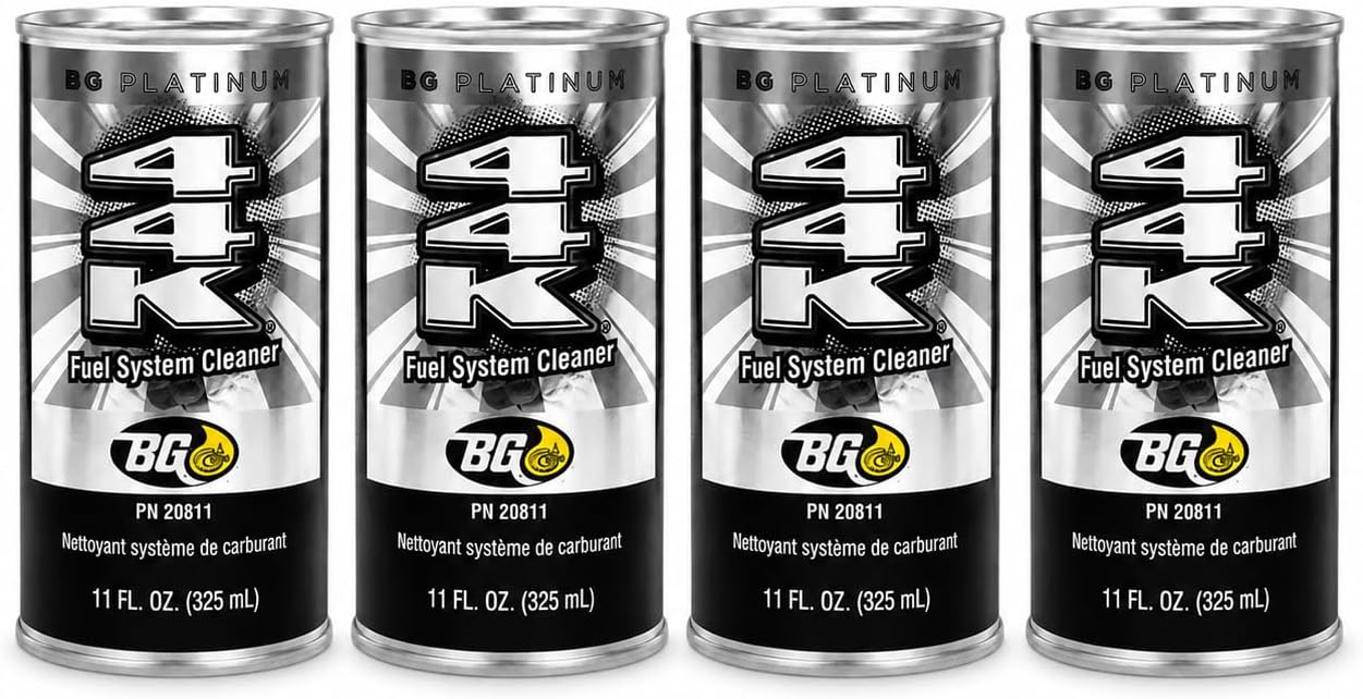 BG Platinum 44K Fuel System Cleaner – 4 Pack 11 oz Cans – Fuel Injector Cleaner & Power Enhancer, Cleans Injectors, Intake Valves & Combustion Chambers, Restores MPG (PN 208)