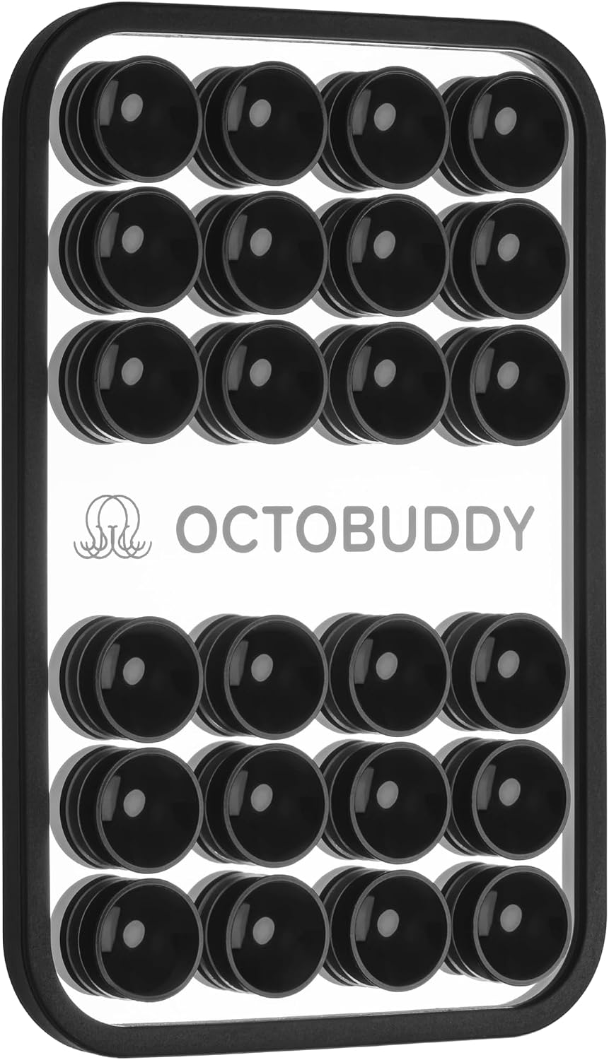 OCTOBUDDY Mirror - OG Suction Cup Phone Mount - Silicone Suction Grip Mobile Holder with Built-in Mirror - Hands-Free Selfies and Videos - Content Creator Accesory - 2.6″ x 3.9″, Empire Strikes Black
