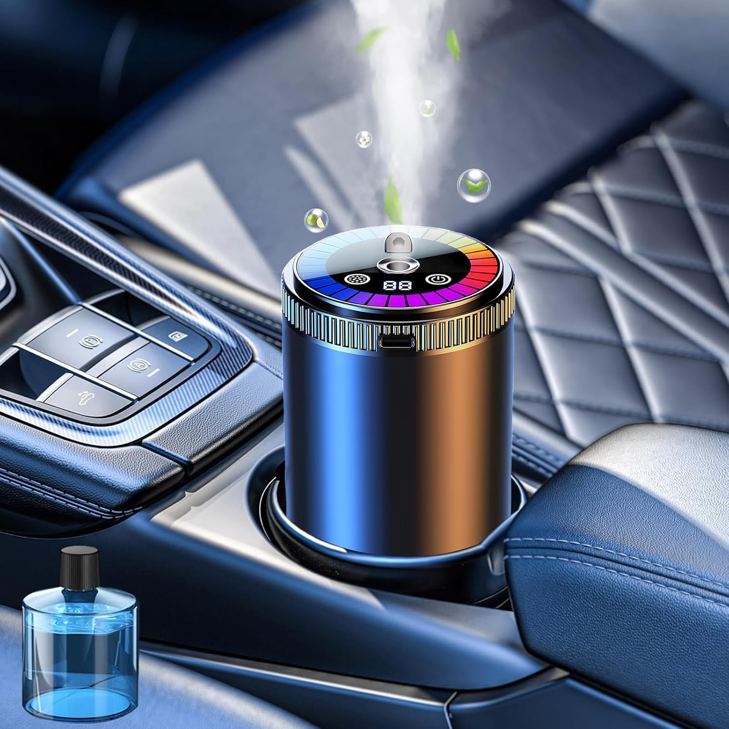 VINSPIRE Car Diffuser Air, Car Air Fresheners, Smart Car Diffusers with Auto On/Off, Intelligent Vibration Sensor, 50ml Oil Included, Car Air Diffuser for Interior Scent, USB Rechargeable, Black