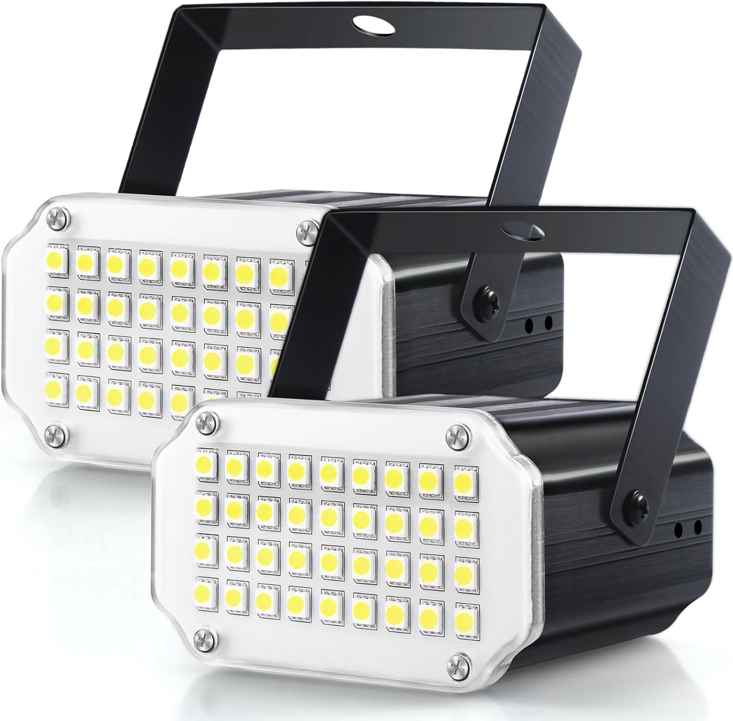 Luditek 2-Pack Mini Halloween White LED Strobe Light, Sound Activated and Flash Speed Control Party Light with 36 Super Bright LEDs Stage Lighting for Room Dance Parties Birthday DJ Bar Karaoke