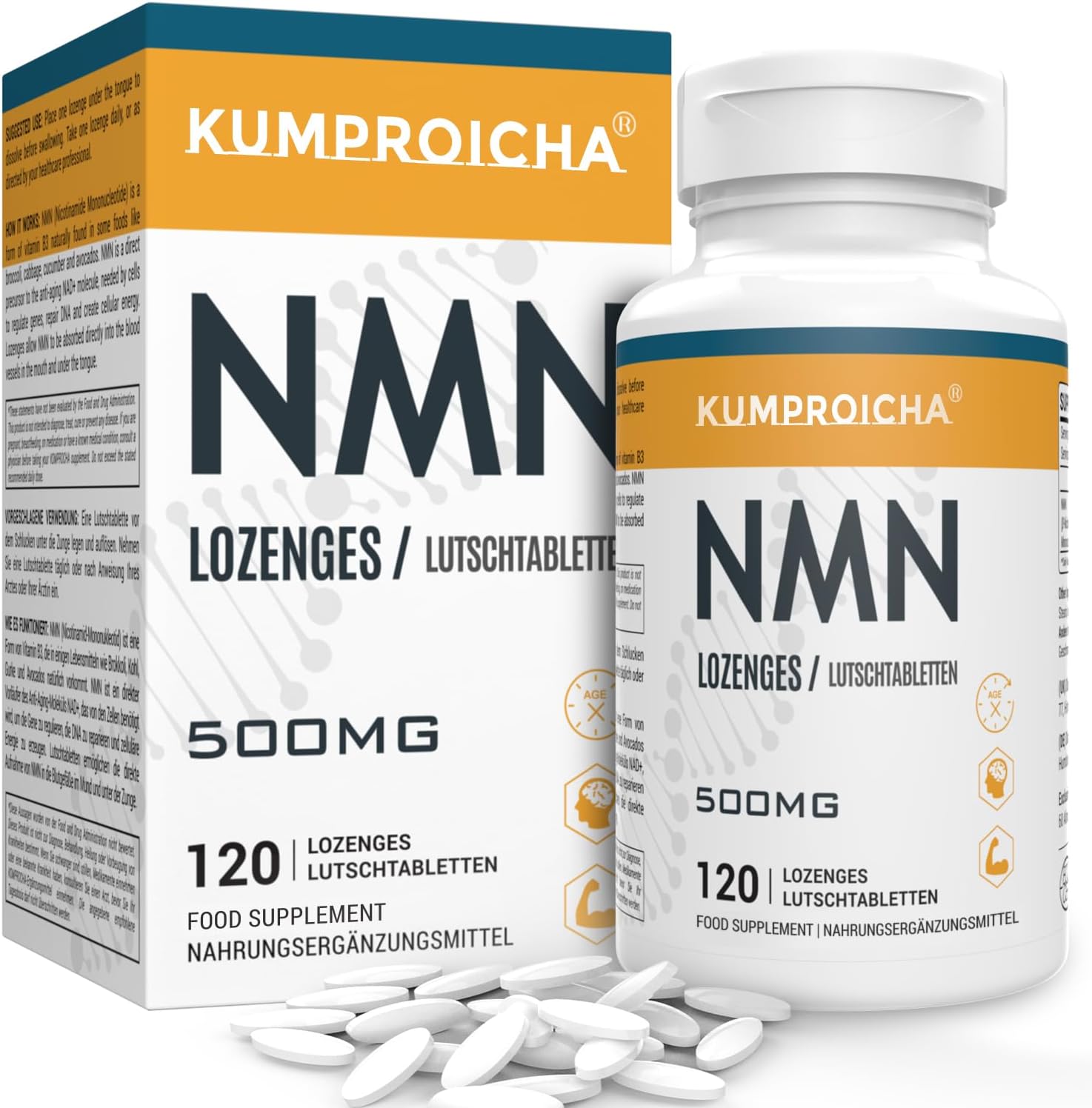 NAD Sublingual Lozenges, Fast-Acting & High Absorption NAD+ Supplement, 120 Tablets, 120 Servings Per Bottle