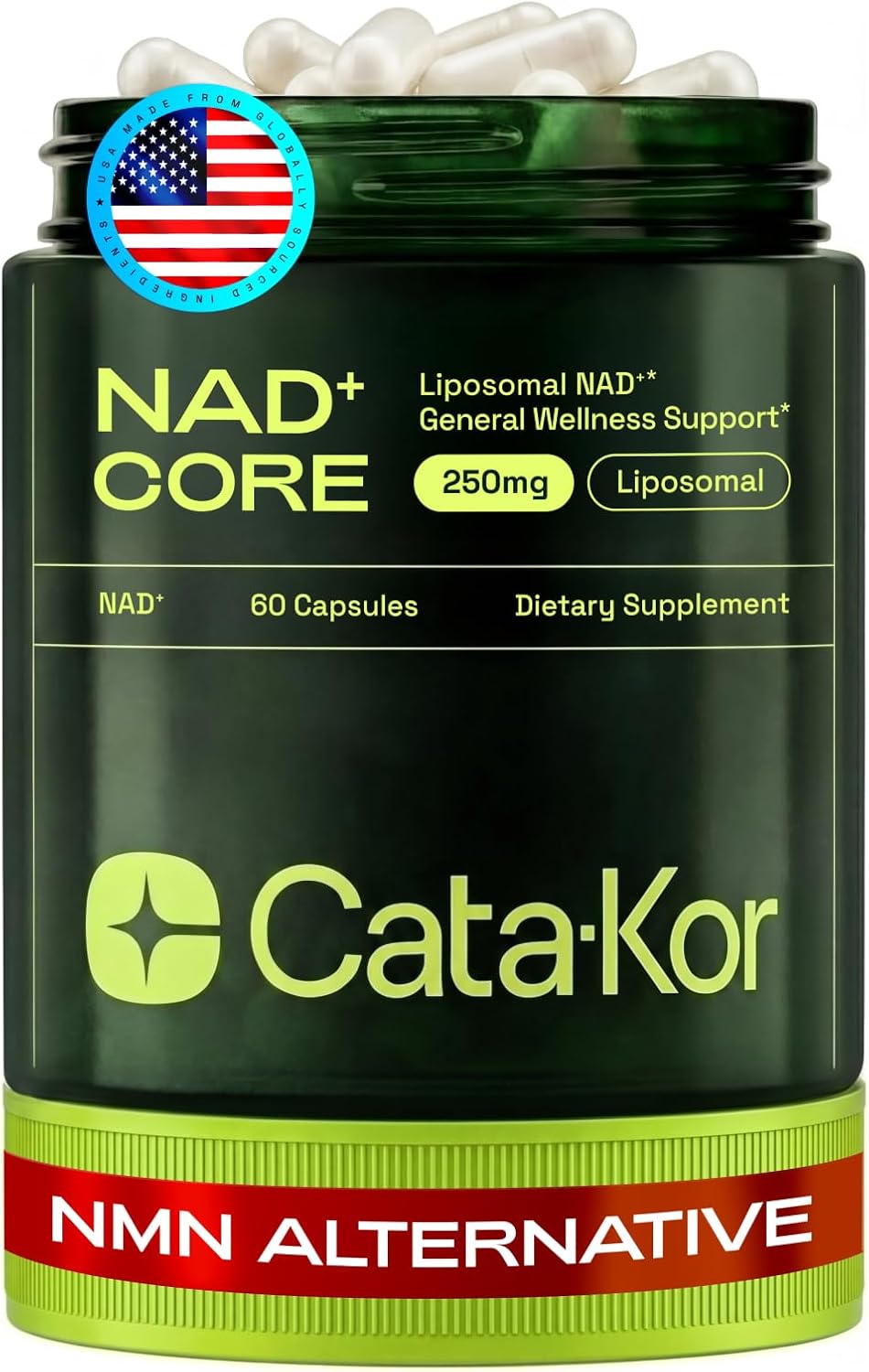 Cata-Kor NMN Supplement Alternative – Liposomal NAD+ Supplement - NAD CORE 30-Day Supply 60 Capsules