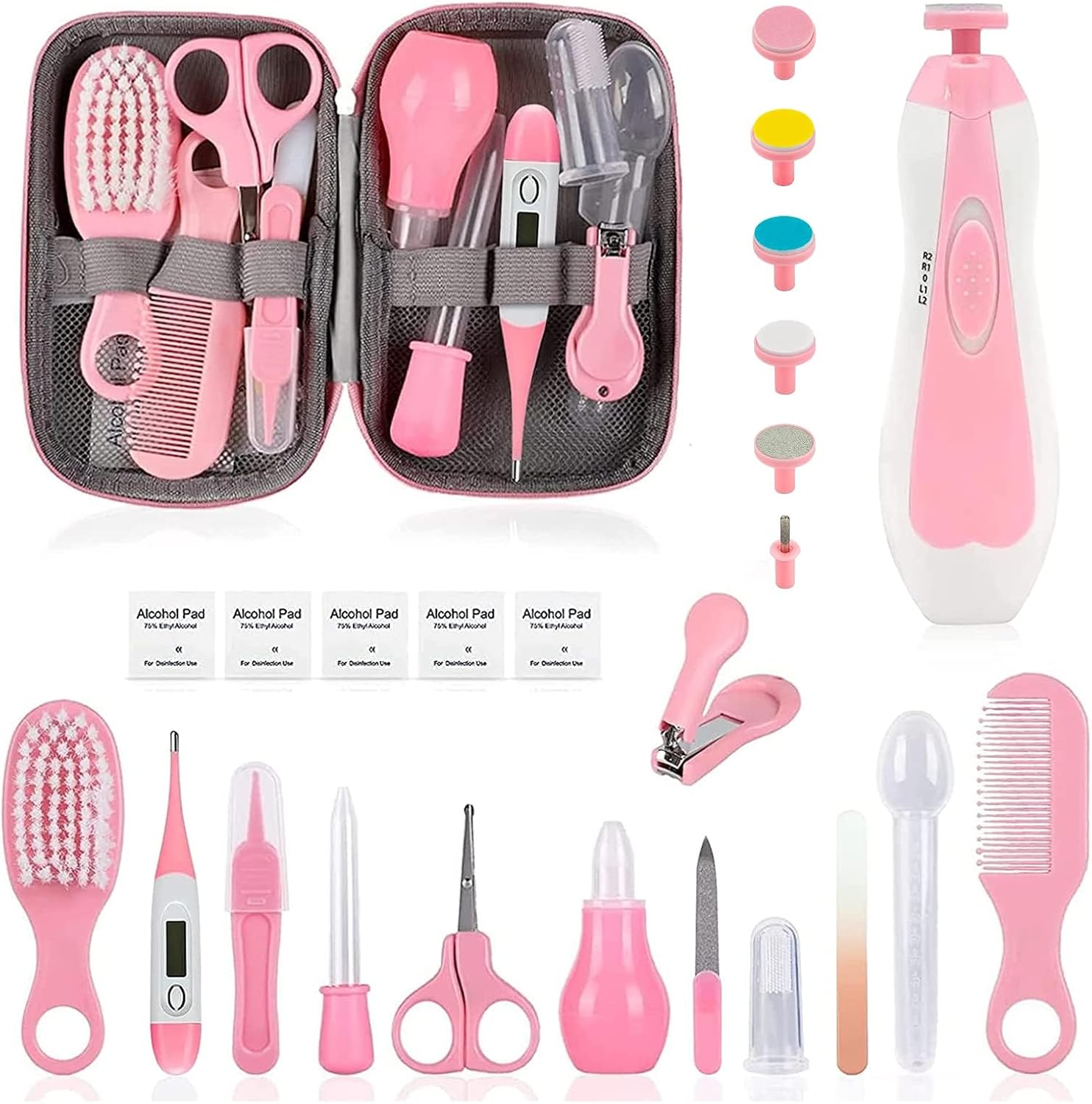 Baby Grooming Kit, Infant Safety Care Set with Hair Brush Comb Nail Clipper Nasal Aspirator,Baby Essentials Kit for Newborn Girls Boys