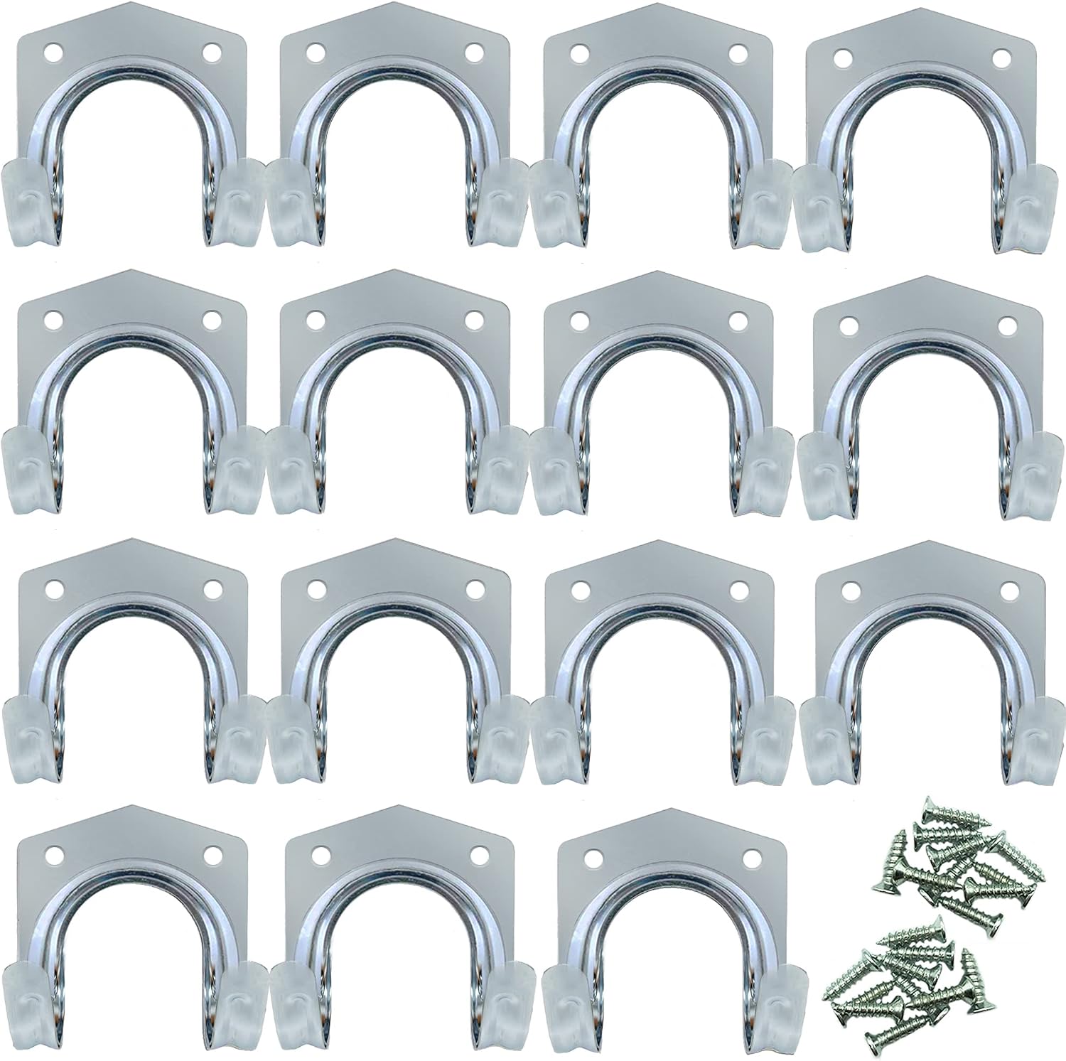 SOL 15pk DIY Tool Hooks for Shed, Metal Aluminum Garage Storage Hooks with 30pcs Screws, Durable and Rust-Resistant, Heavy-Duty Wall Hooks for Tools, Bikes, Ladders, and Garden Equipment