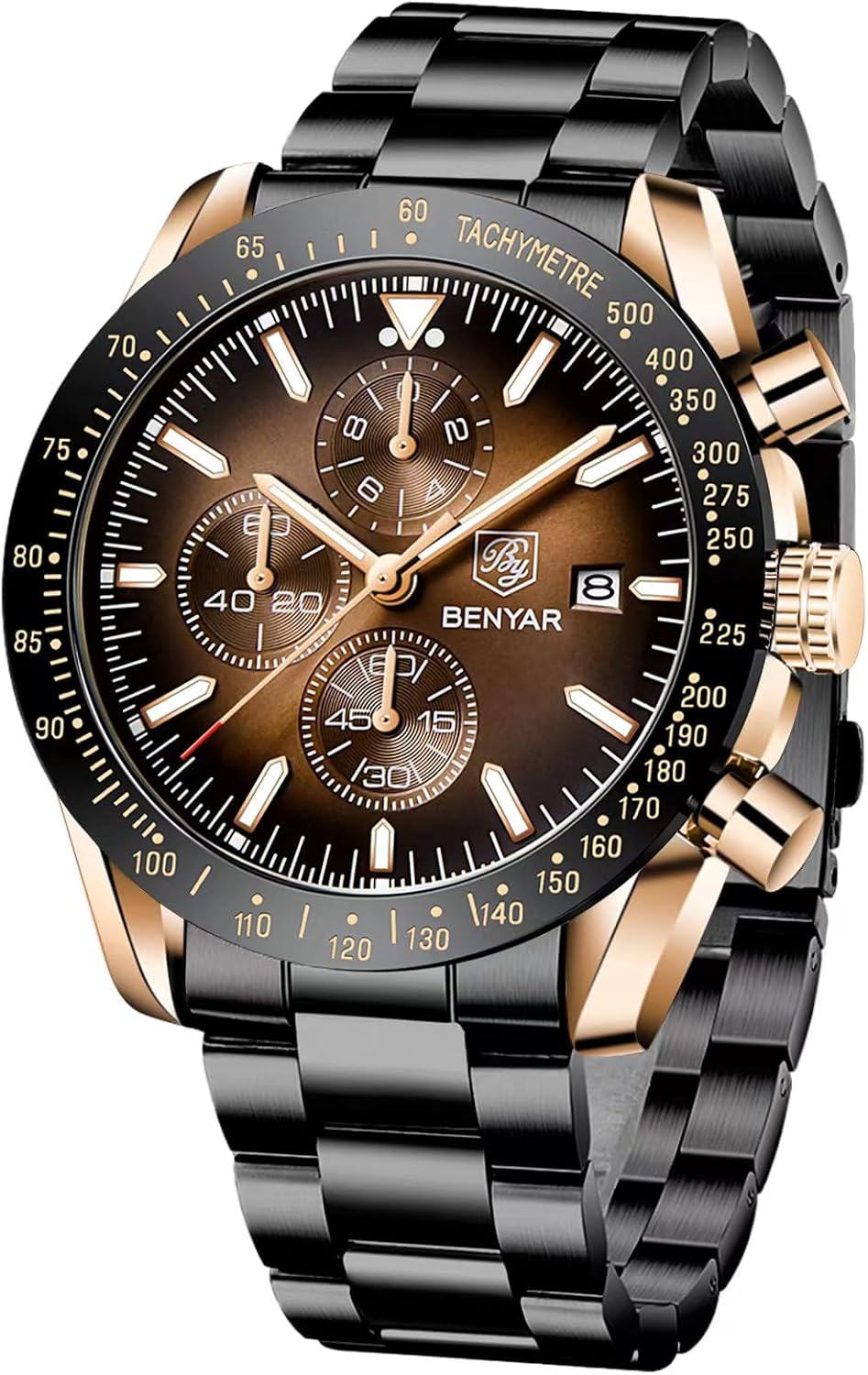 BENYAR Watch for Men Analog Quartz Chronograph Waterproof Luminous Designer Mens Wrist Watches Business Work Sport Casual Dress Watch with Silicone Strap Elegant