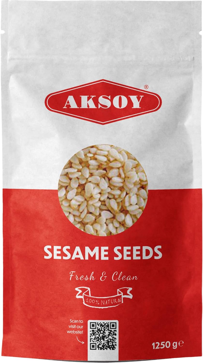 Aksoy Premium Sesame Seeds 1250GR | 100% Natural, Fresh & GMO-Free – Ideal for Cooking, Baking, Salads, Bread & Garnishing | Vegan & Versatile Kitchen Essential (Packaging may vary)