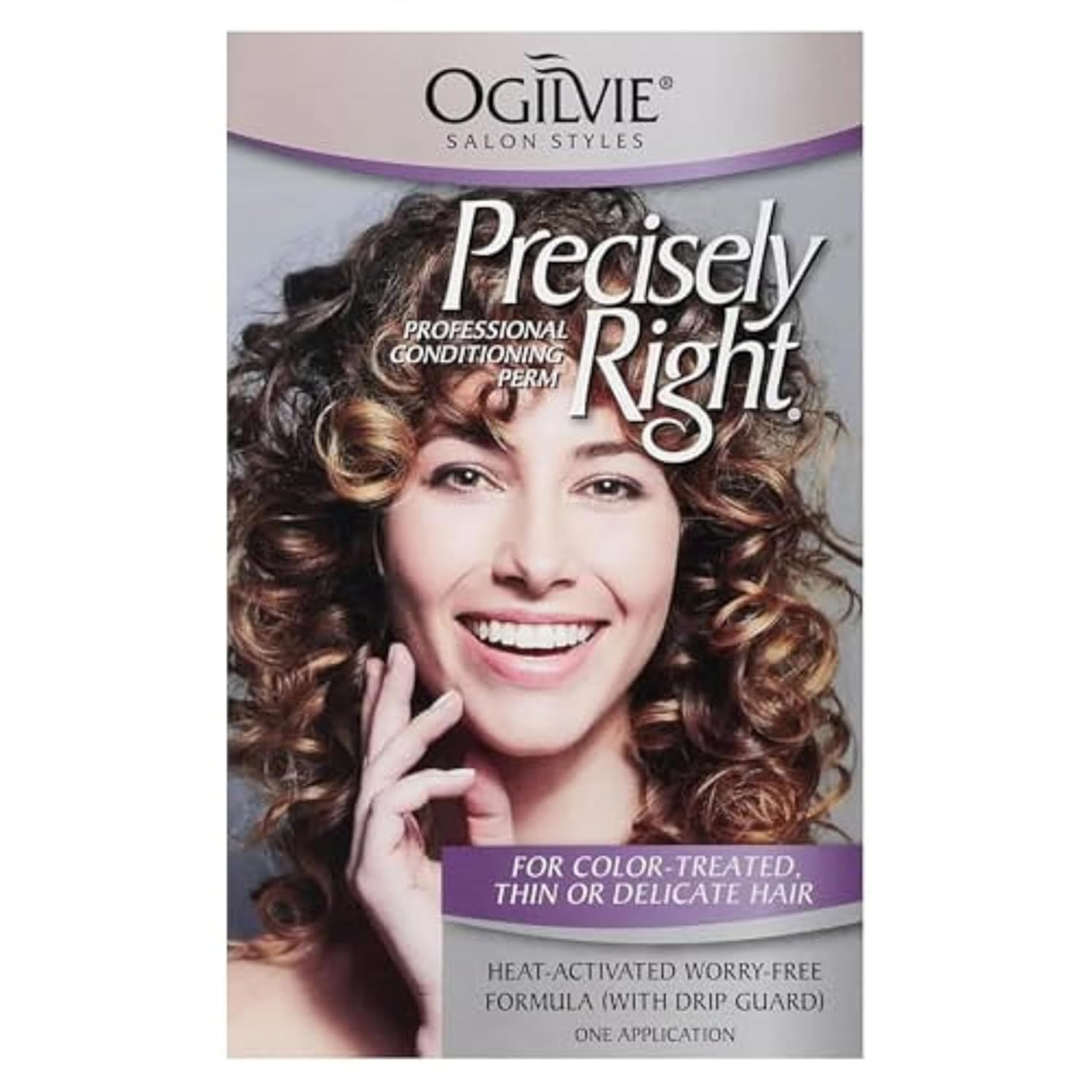 Ogilvie Salon Styles Precisely Right Professional Conditioning Home Perm Kit for Men & Women - For Color-Treated, Thin, Delicate Hair - Heat-activated Worry-free Formula with Drip Guard- 1 Application