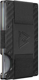 Mountain Voyage Minimalist Wallet for Men & Women with Money Clip or Cash Strap - RFID Blocking Metal Wallet for Men - Scratch Resistant Slim Card Holder Wallet - Front Pocket Wallet for Men & Women