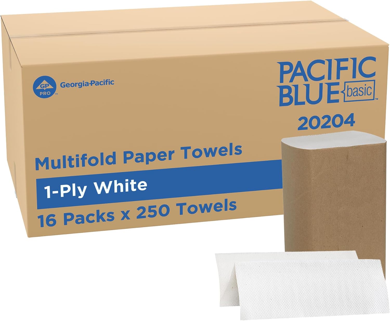 Pacific Blue Basic by Georgia-Pacific PRO Multifold Paper Towels, White, 250 Towels Per Pack, 16 Packs Per Case, 20204