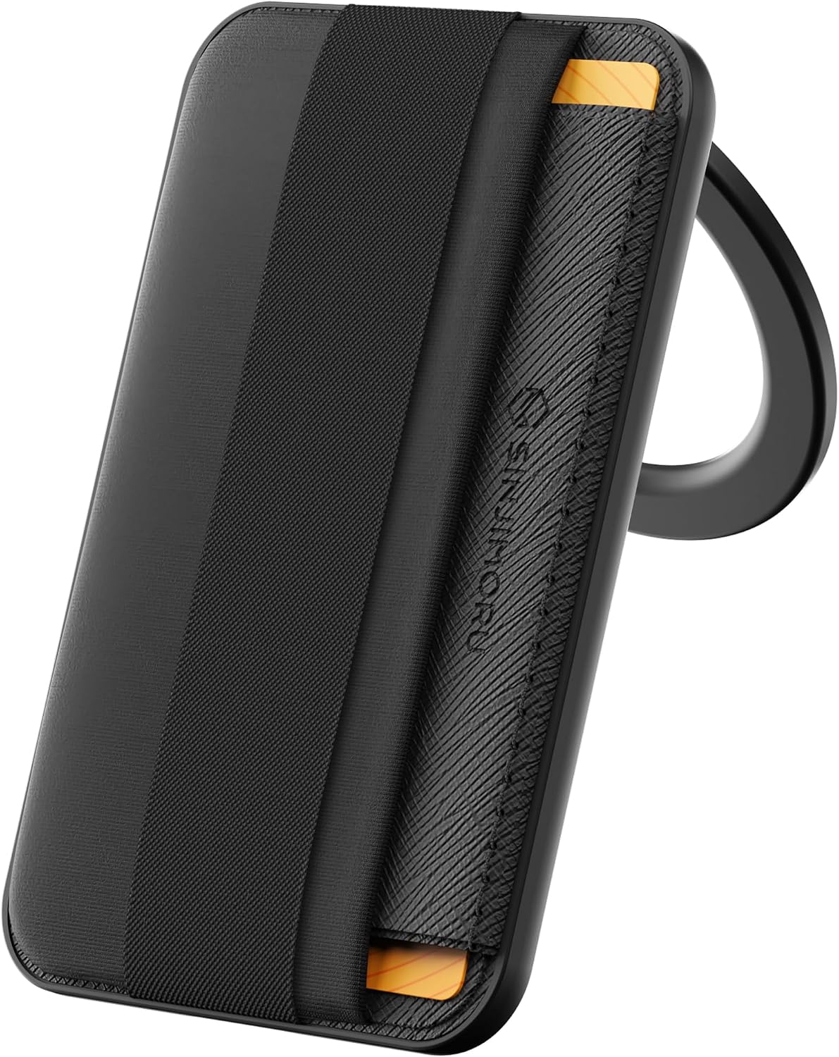 Sinjimoru Magnetic Wallet Stand with Soft Wool Band Grip for MagSafe, Black