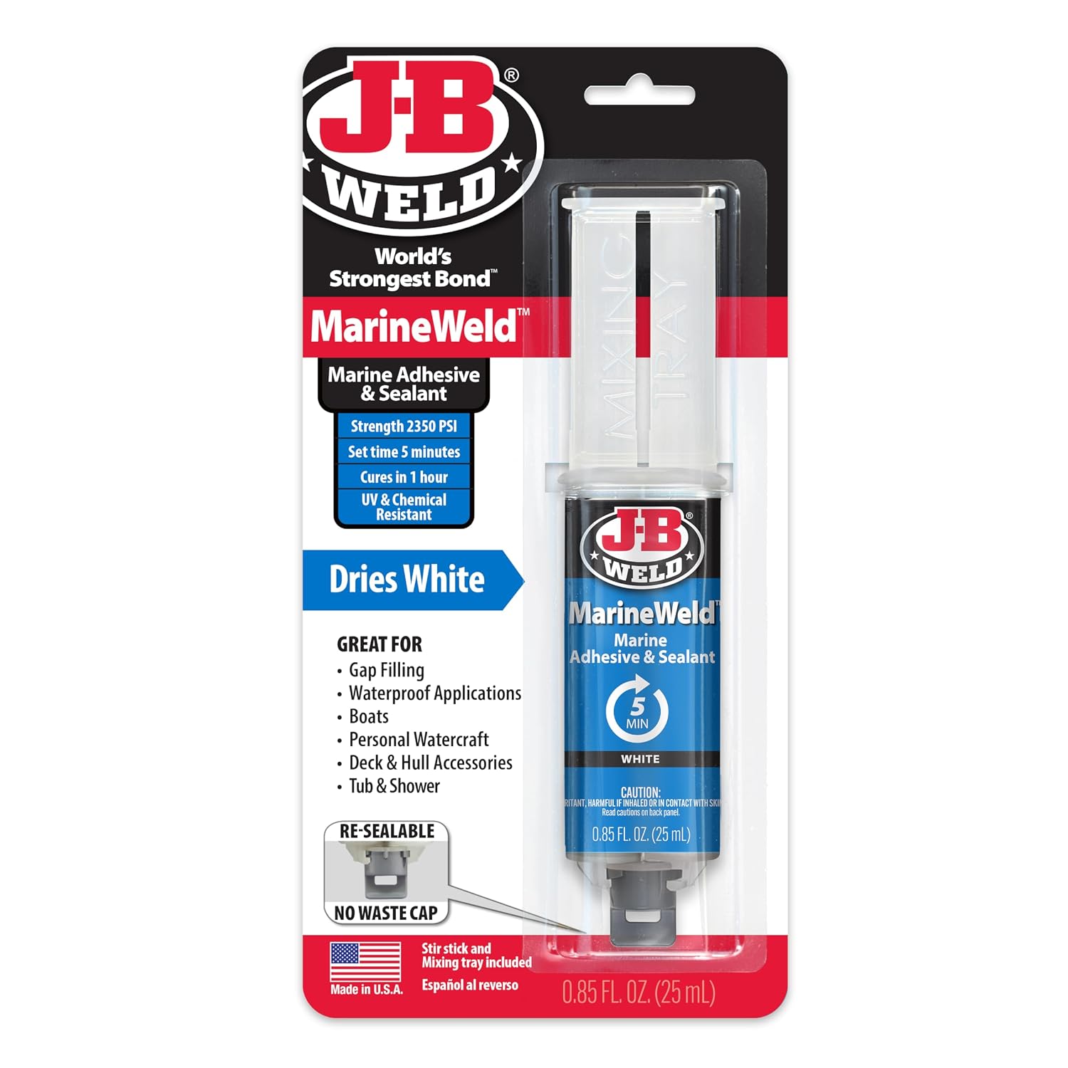J-B Weld 50172UK "Marineweld" Waterproof Adhesive, White, 25 ml