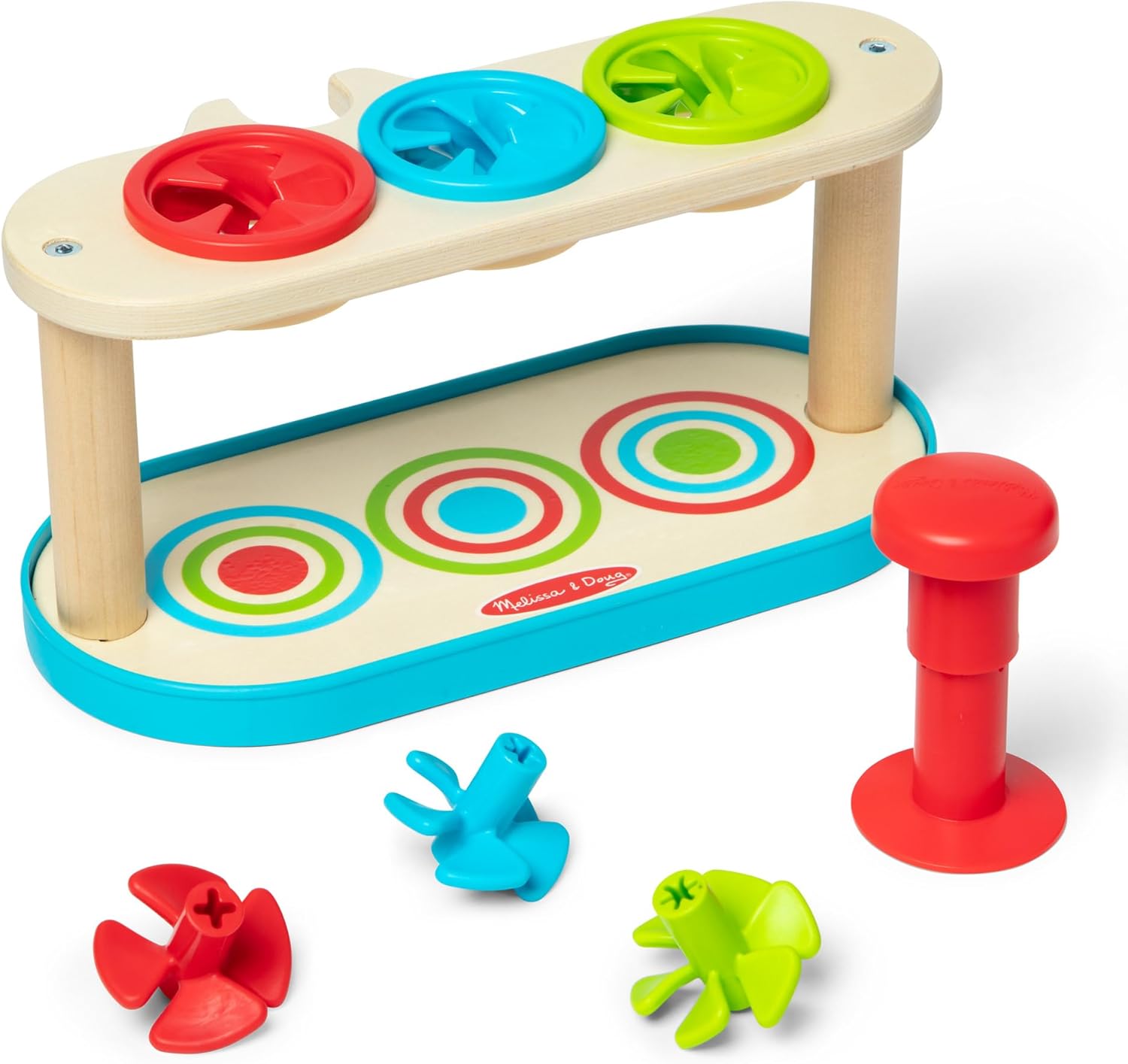 Melissa & Doug Match & Push Spinning Tops, Color Matching and Fine Motor Developmental Skill Toy for Kids Age 2+ - FSC Certified