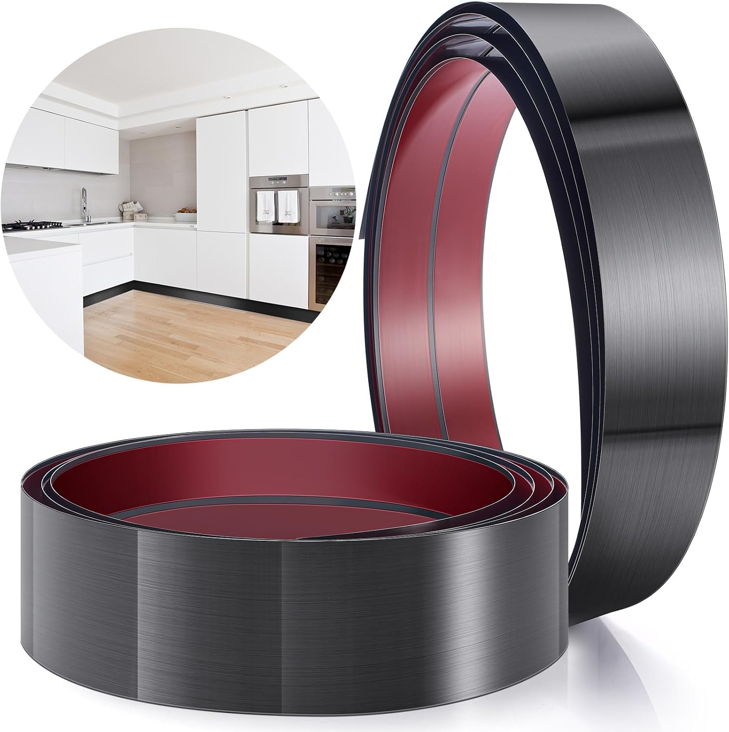 Amylove Black Door Kick Plate Stainless Steel Toe Kick Cover Kickplate 4 x 102 Inch Metal Door Bottom Protectors Commercial Baseboard Plate