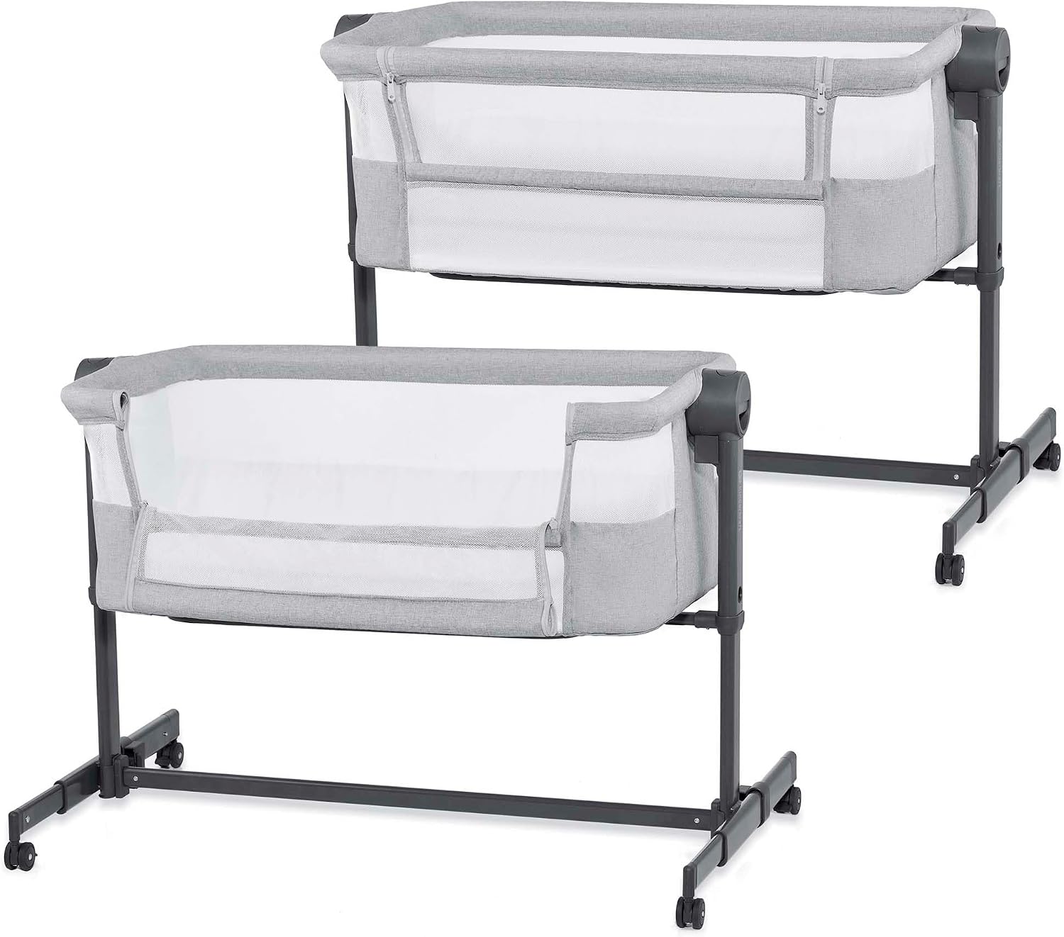 Kinderkraft Nestee UP2 Bedside Crib 2 in 1, Light Gray