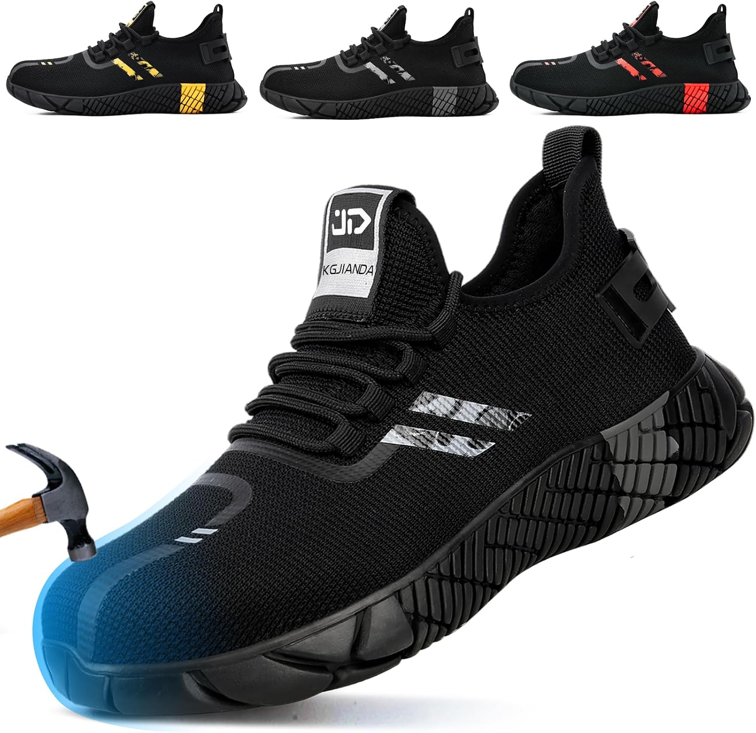 Steel Toe Shoes for Men Work Shoes Men Steel Toe Shoe for Construction Breathable Anti Smash Sneakers for Warehouse Lightweight Safety Indestructible Sneakers for Industrial