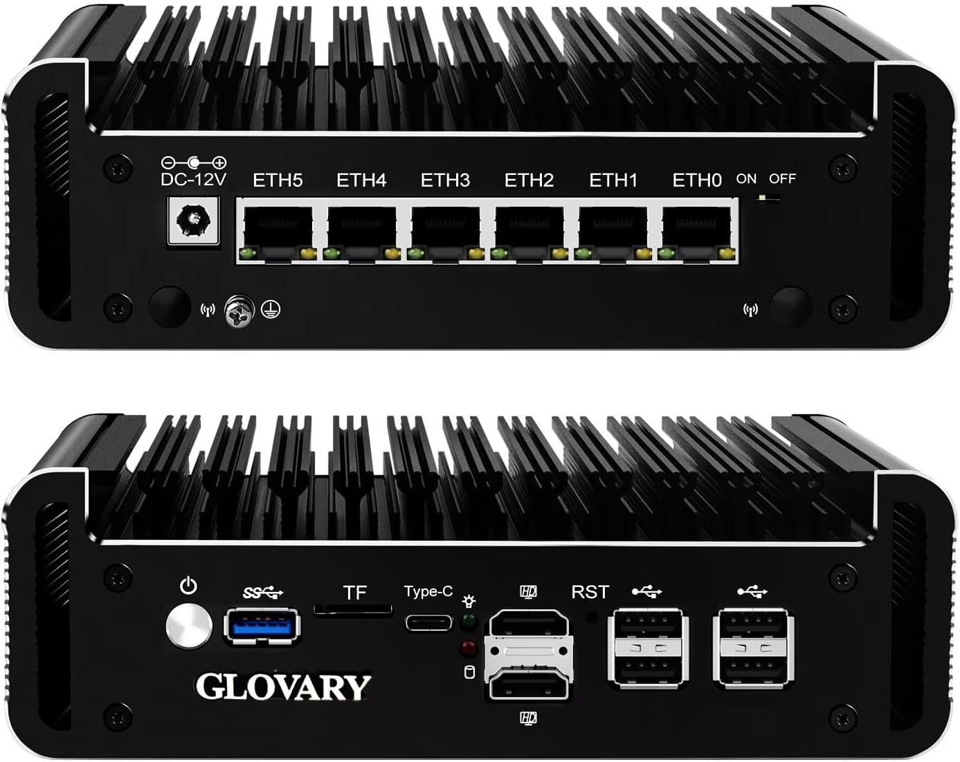 Firewall Mini PC Quad Core N100, DDR5 8GB RAM 128GB NVMe SSD, 6 x 2.5GbE i226V LAN Fanless Computer Hardware, Micro Router Appliance, AES-NI, OPNsense, TypeC Port, TF Card Slot