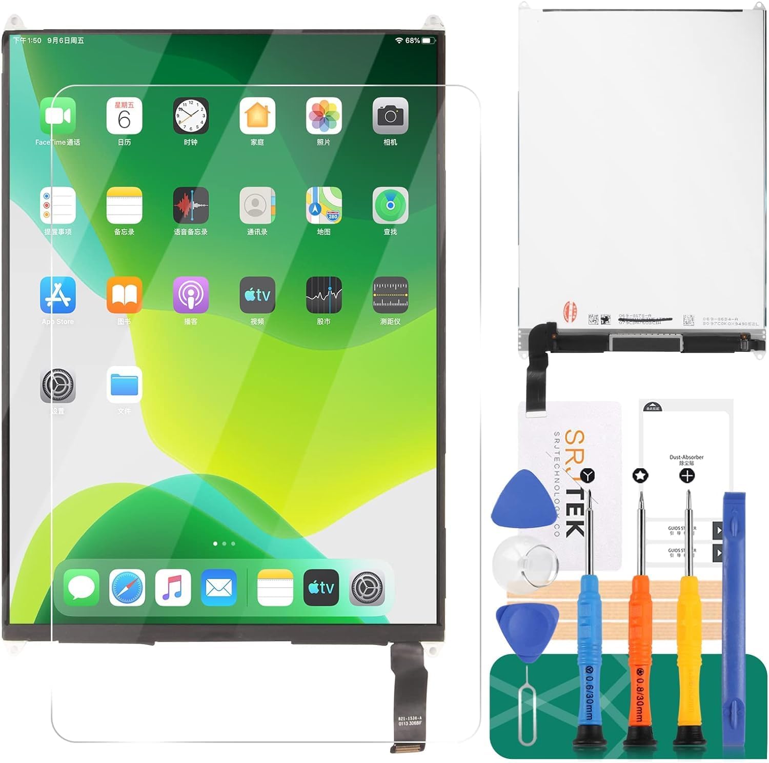 SRJTEK Parts Replacement LCD Display Screen for iPad Mini 7.9" A1432 A1455 A1454 LCD Display Touch Screen Digitizer Panel Repair Parts Kits(Black)