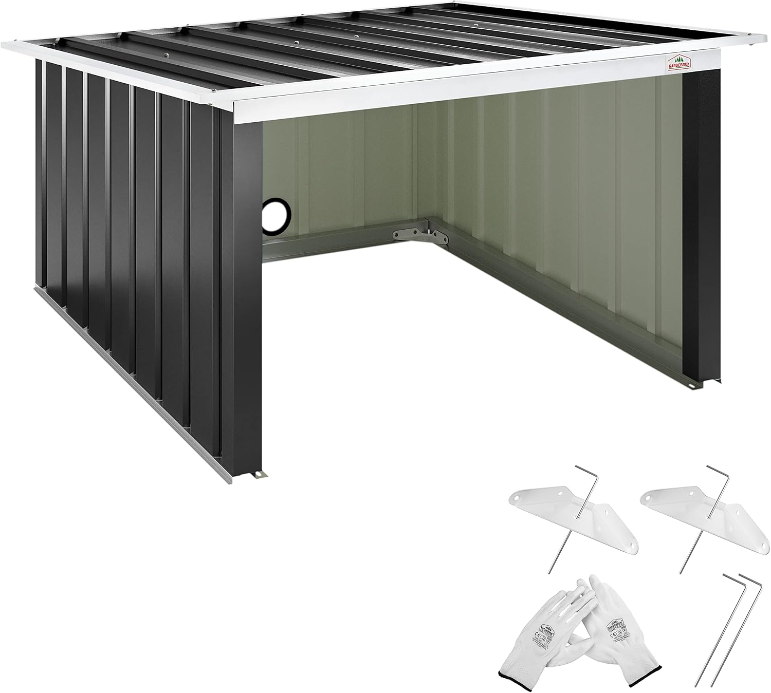 Gardebruk® Metal Weatherproof Robot Lawnmower Garage | 89x90x54cm | Pent Roof Automatic Garden Grass Lawn Mower Shelter | Auto Mower Carport | Protective Weather Resistant Cover | Anthracite