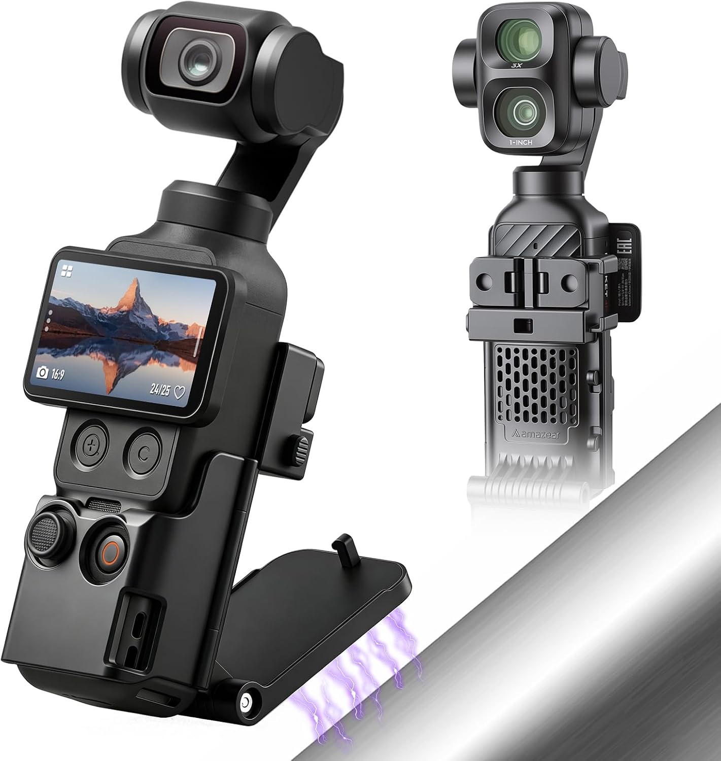 AMAZEAR Magnetic Mount for DJI Osmo Pocket 4P/4/3 Accessories, Black